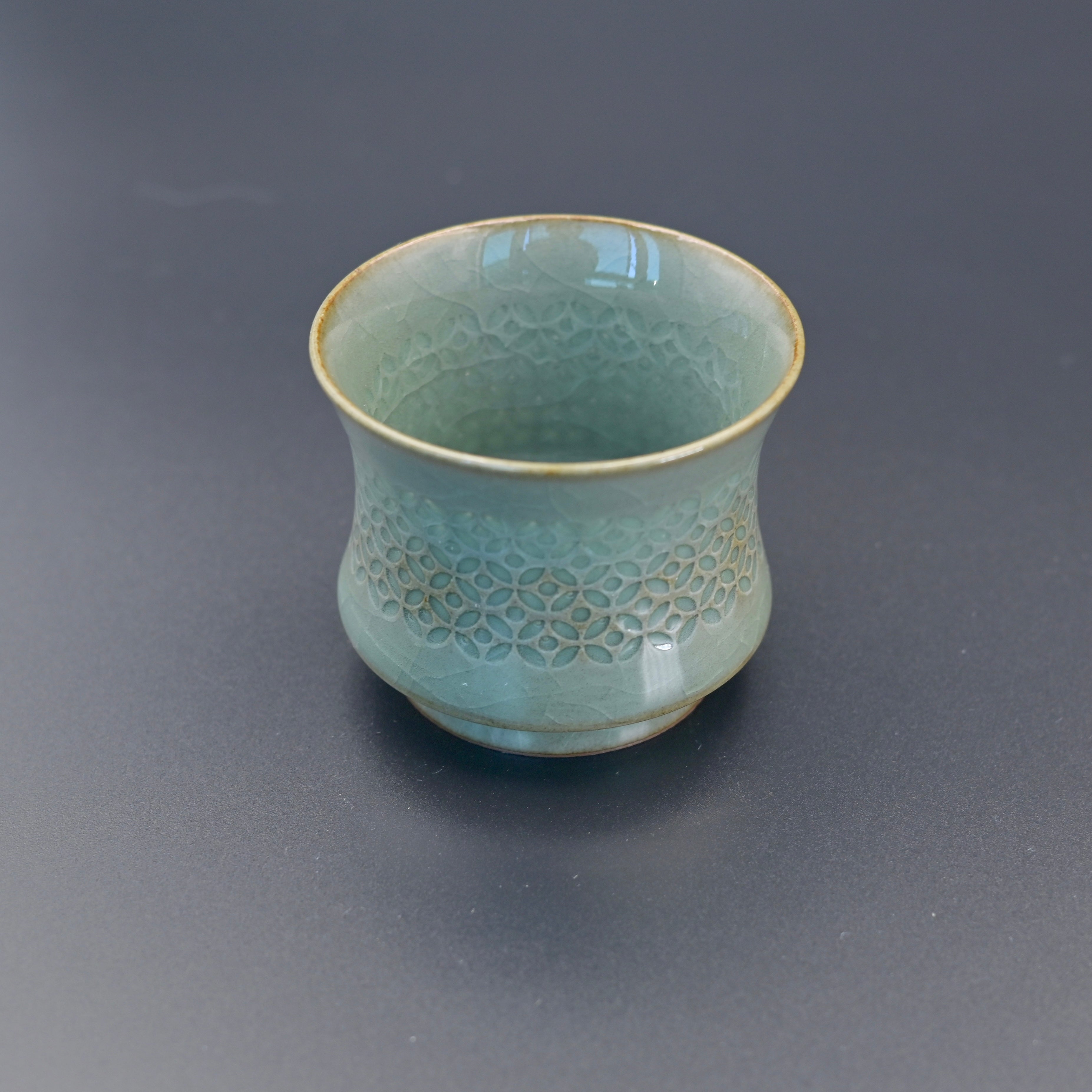 Kungfuyang Longquan Celadon Handmade Underglaze Hollow-Carved Teacup(, product view 6