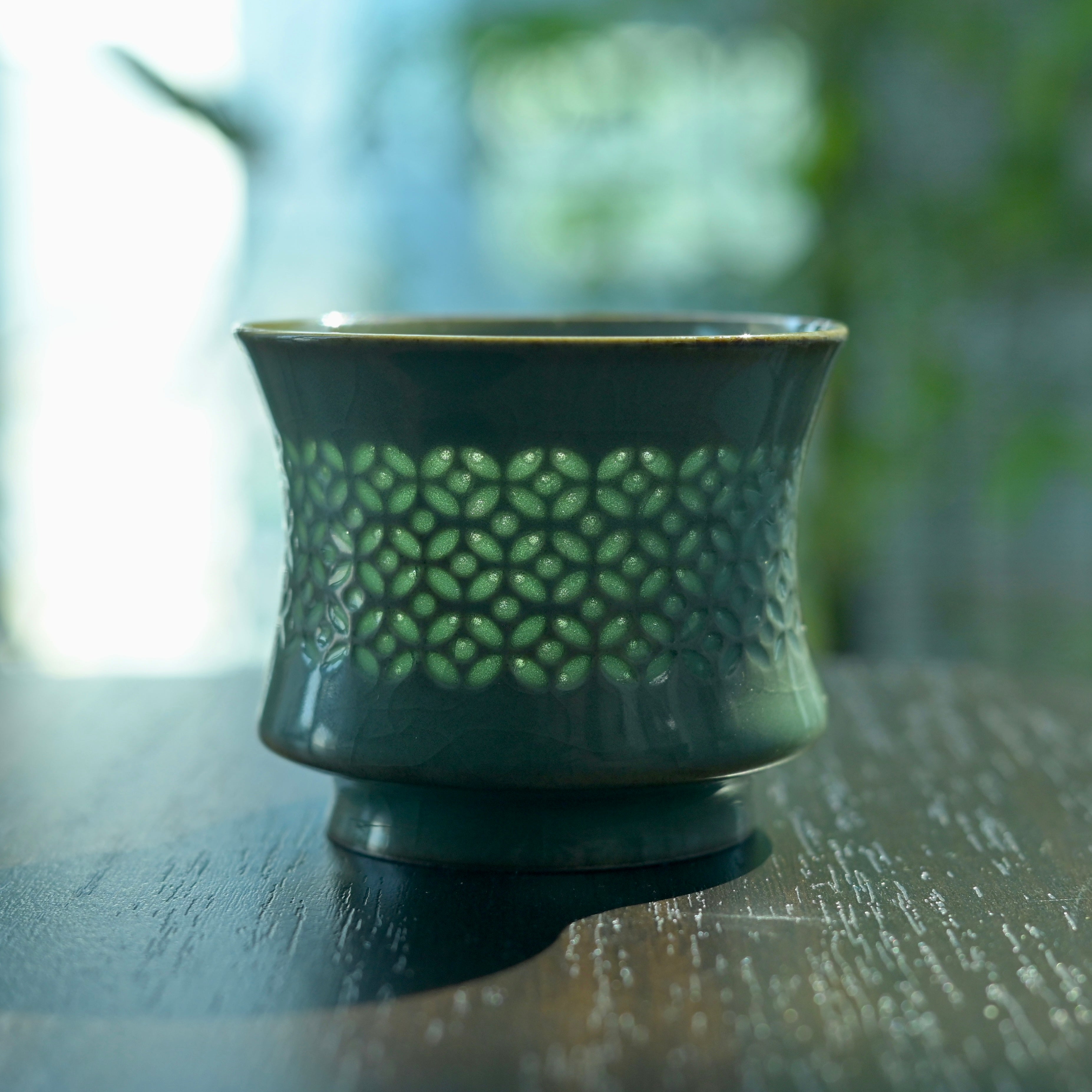 Kungfuyang Longquan Celadon Handmade Underglaze Hollow-Carved Teacup(, product view 2