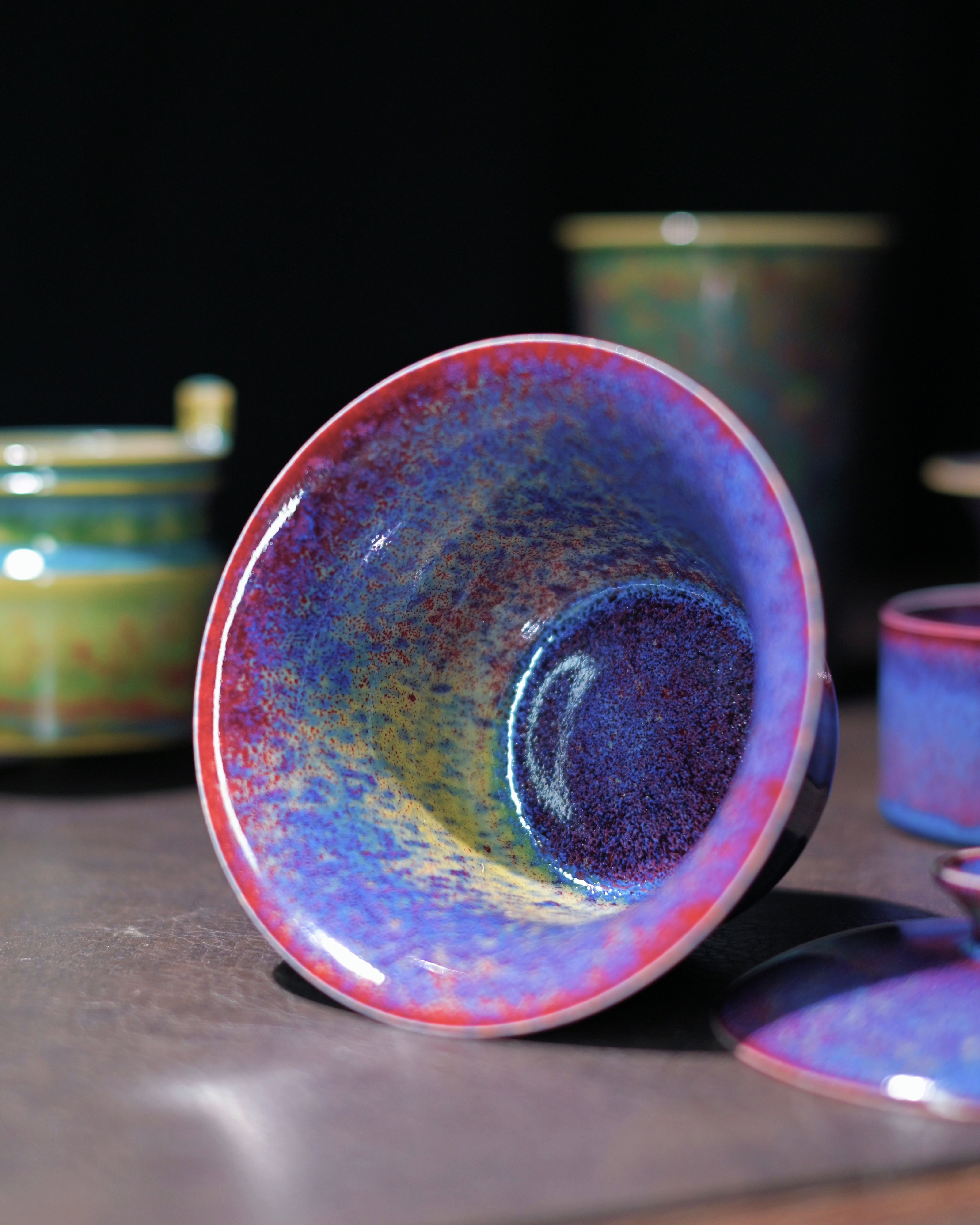 Kungfuyang Jun Kiln "Peacock" Glaze Gaiwan Wide-Rim Design 120ml, product view 3
