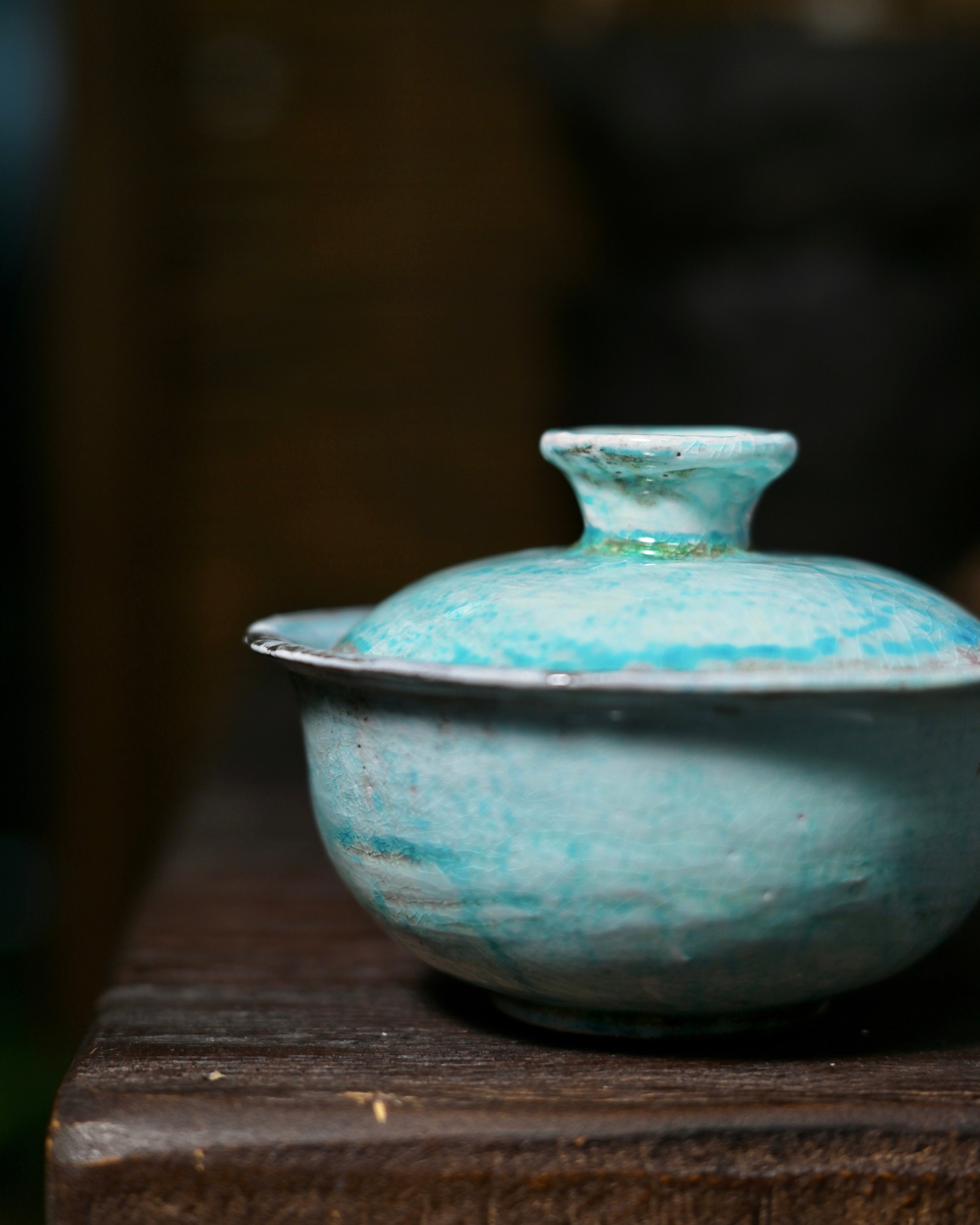 Kungfuyang Unique Piece Wood-Fired Soda Kiln Kohiki Blue Gaiwan 100ml, product view 3