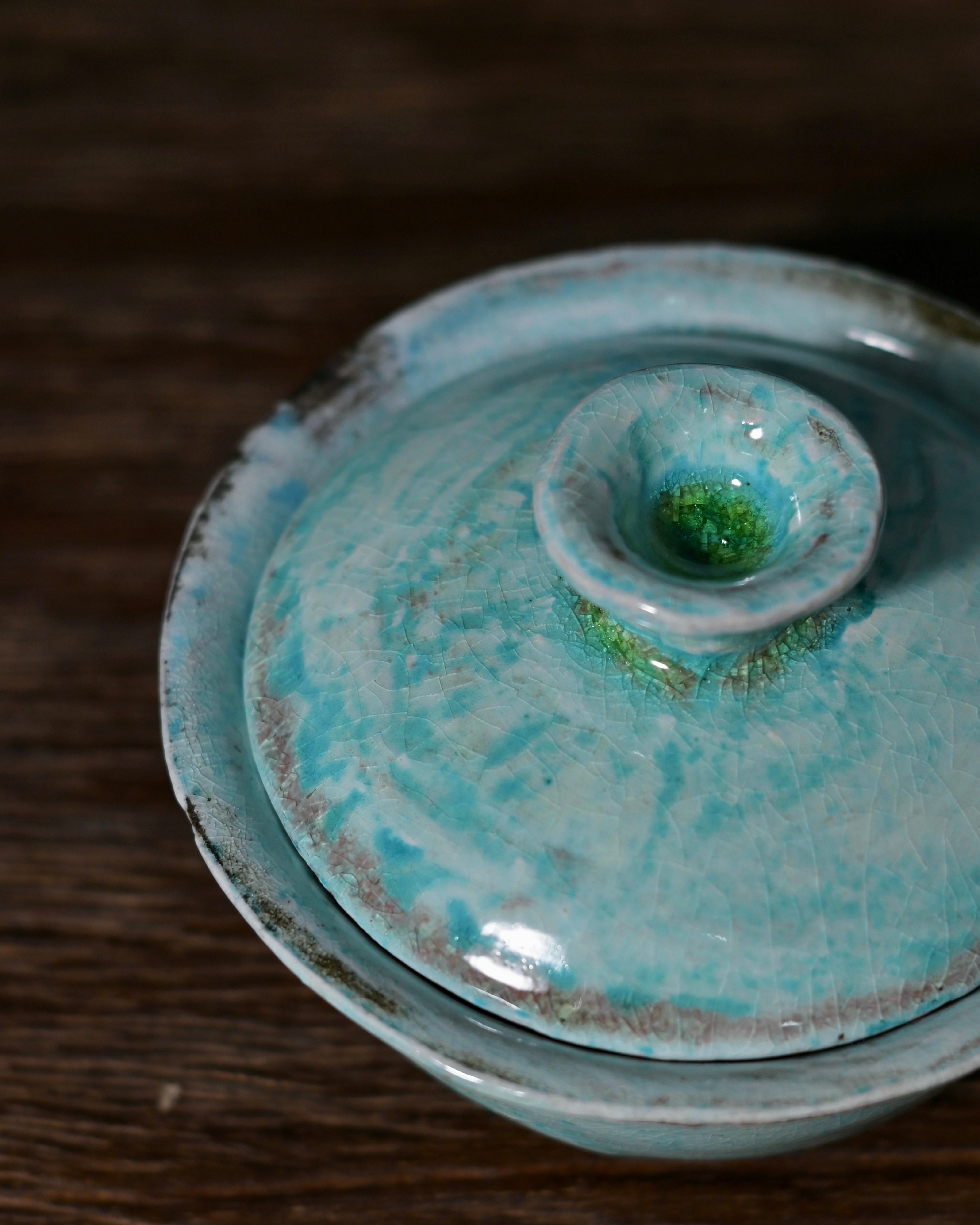 Kungfuyang Unique Piece Wood-Fired Soda Kiln Kohiki Blue Gaiwan 100ml, product view 4