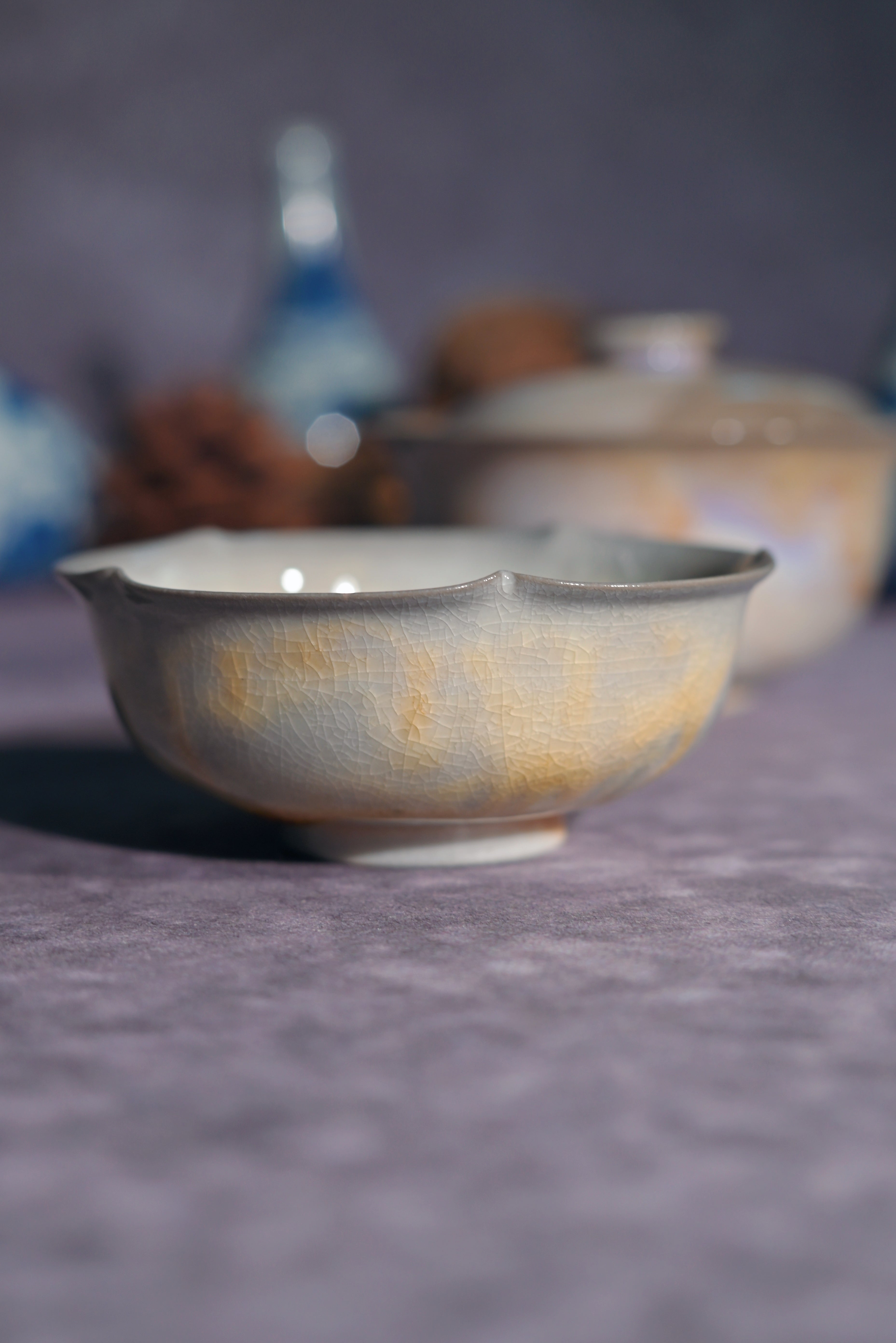 Kungfuyang Unique Piece Wood-Fired Aurora Gaiwan & Flower Cup Set 130ml, product view 9