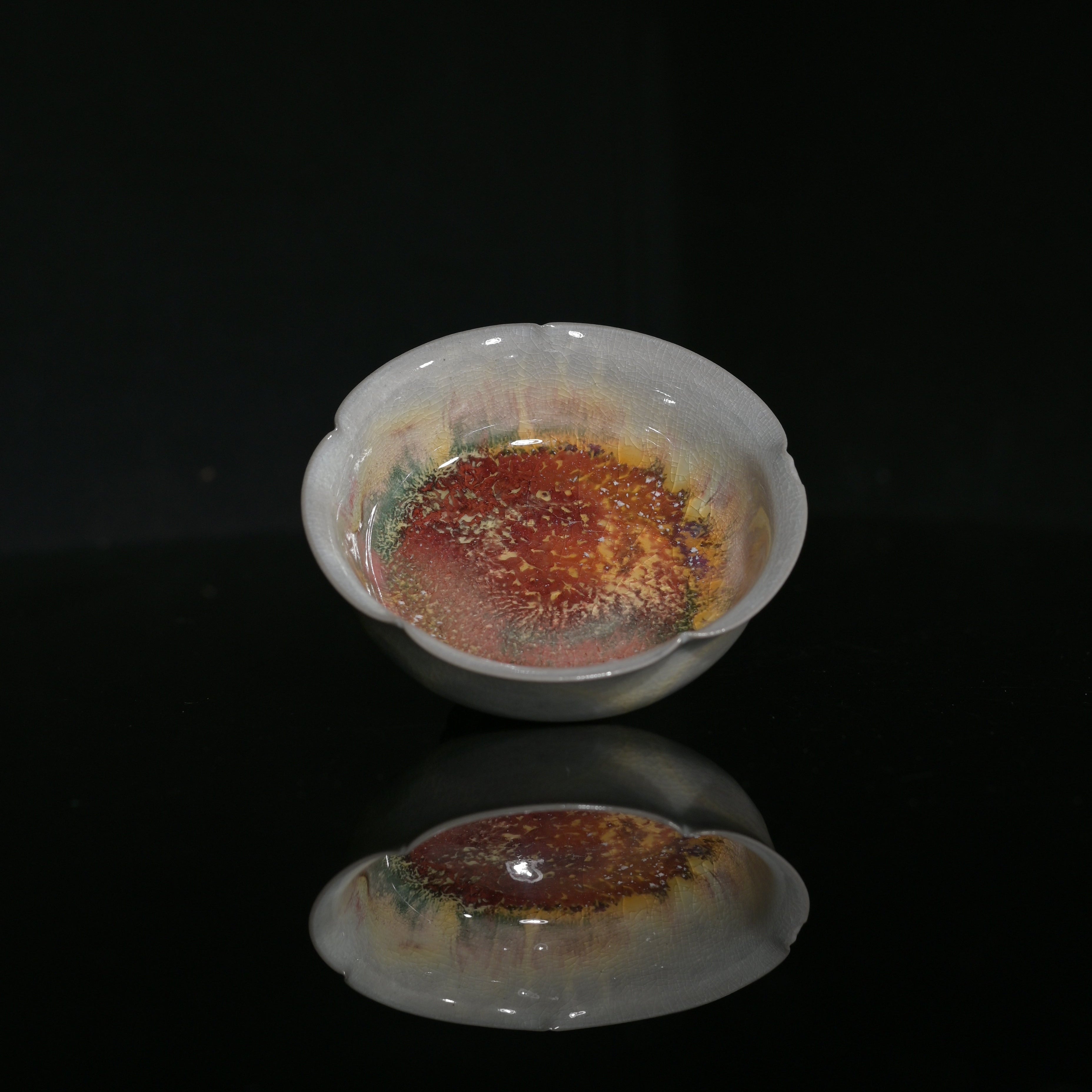 Kungfuyang Unique Piece Wood-Fired Aurora Gaiwan & Flower Cup Set 130ml, product view 3