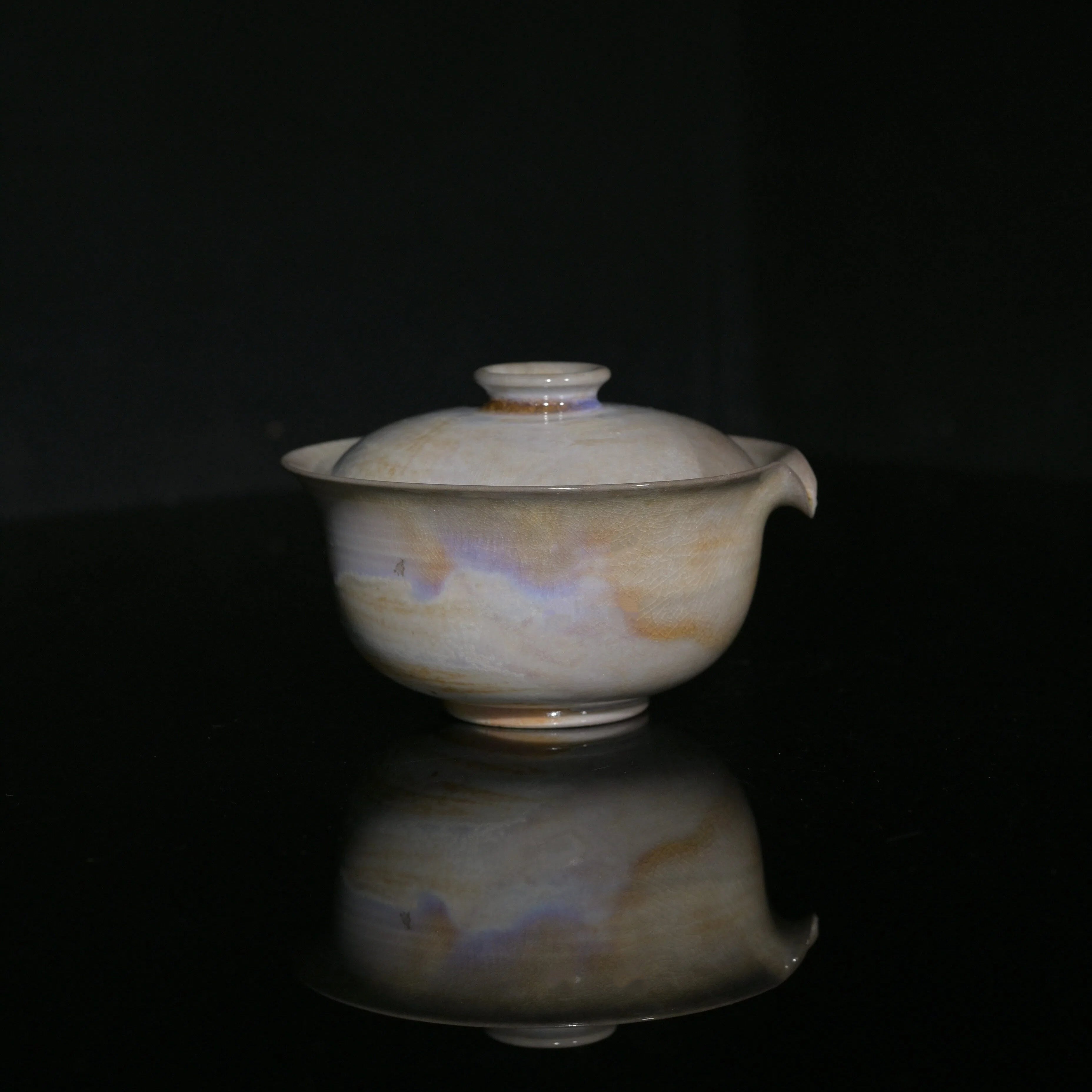 Kungfuyang Unique Piece Wood-Fired Aurora Gaiwan & Flower Cup Set 130ml, product view 2