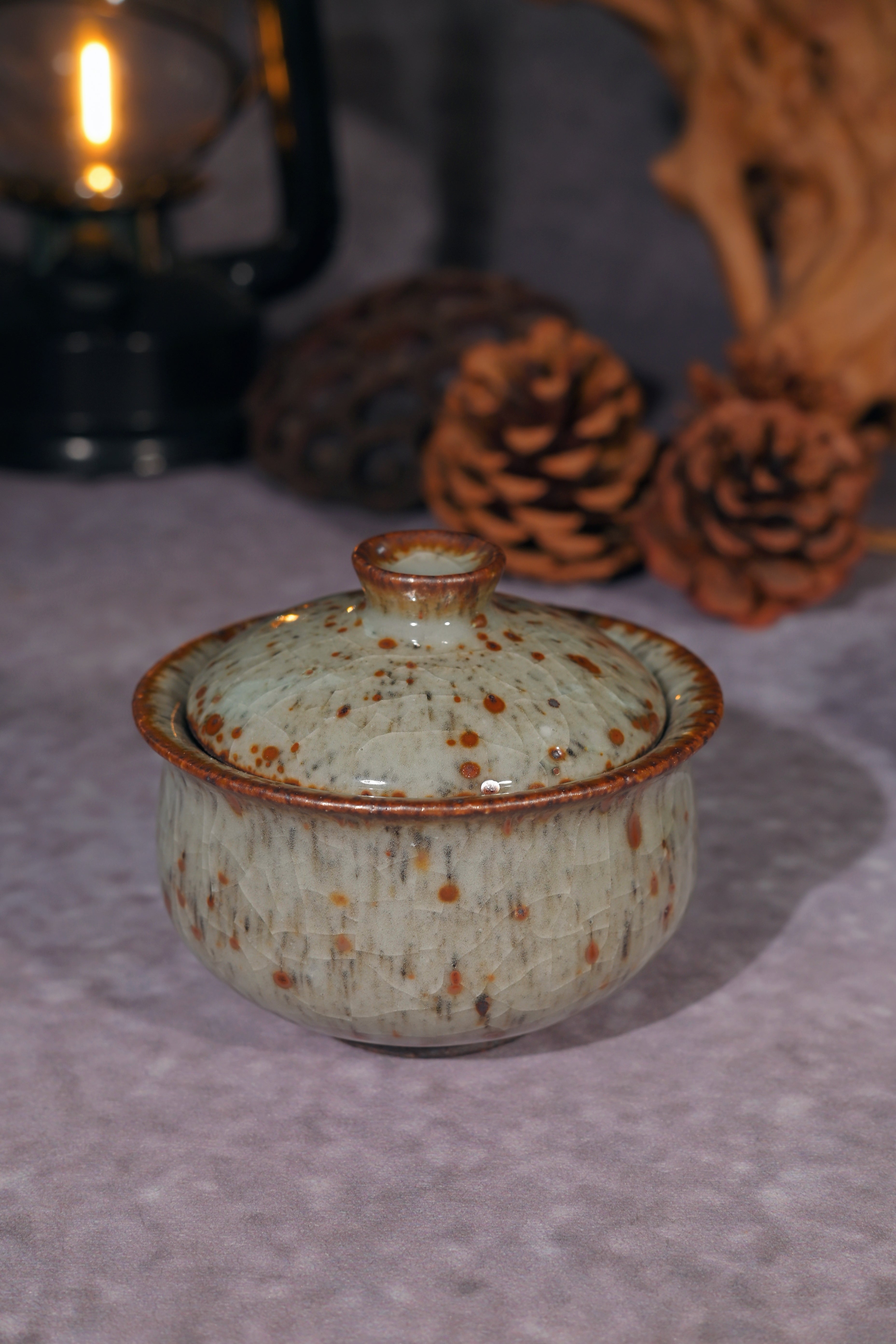 Kungfuyang Unique Piece Shino-ware "Autumn Frost" Gaiwan Set, product view 5
