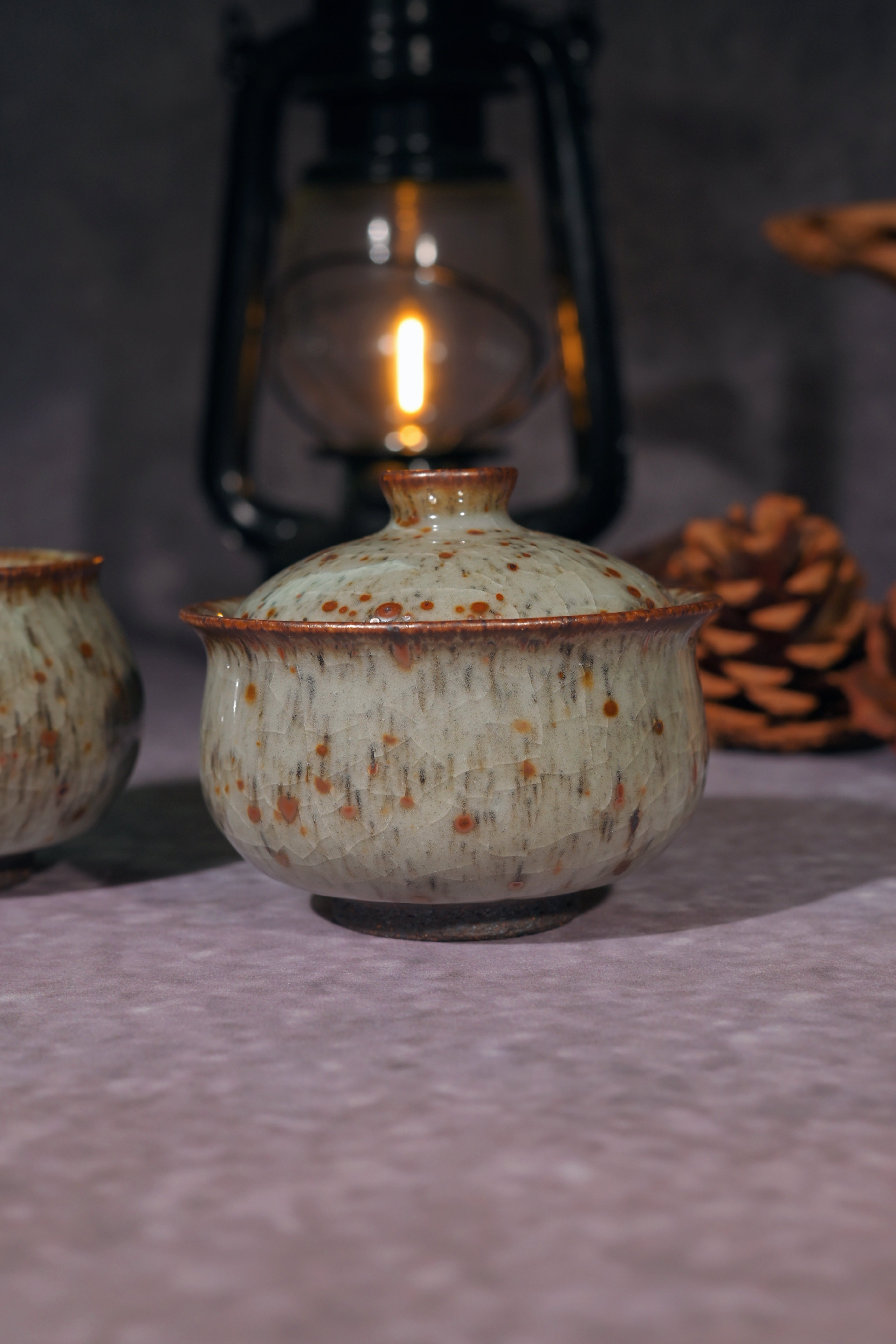 Kungfuyang Unique Piece Shino-ware "Autumn Frost" Gaiwan Set, product view 4