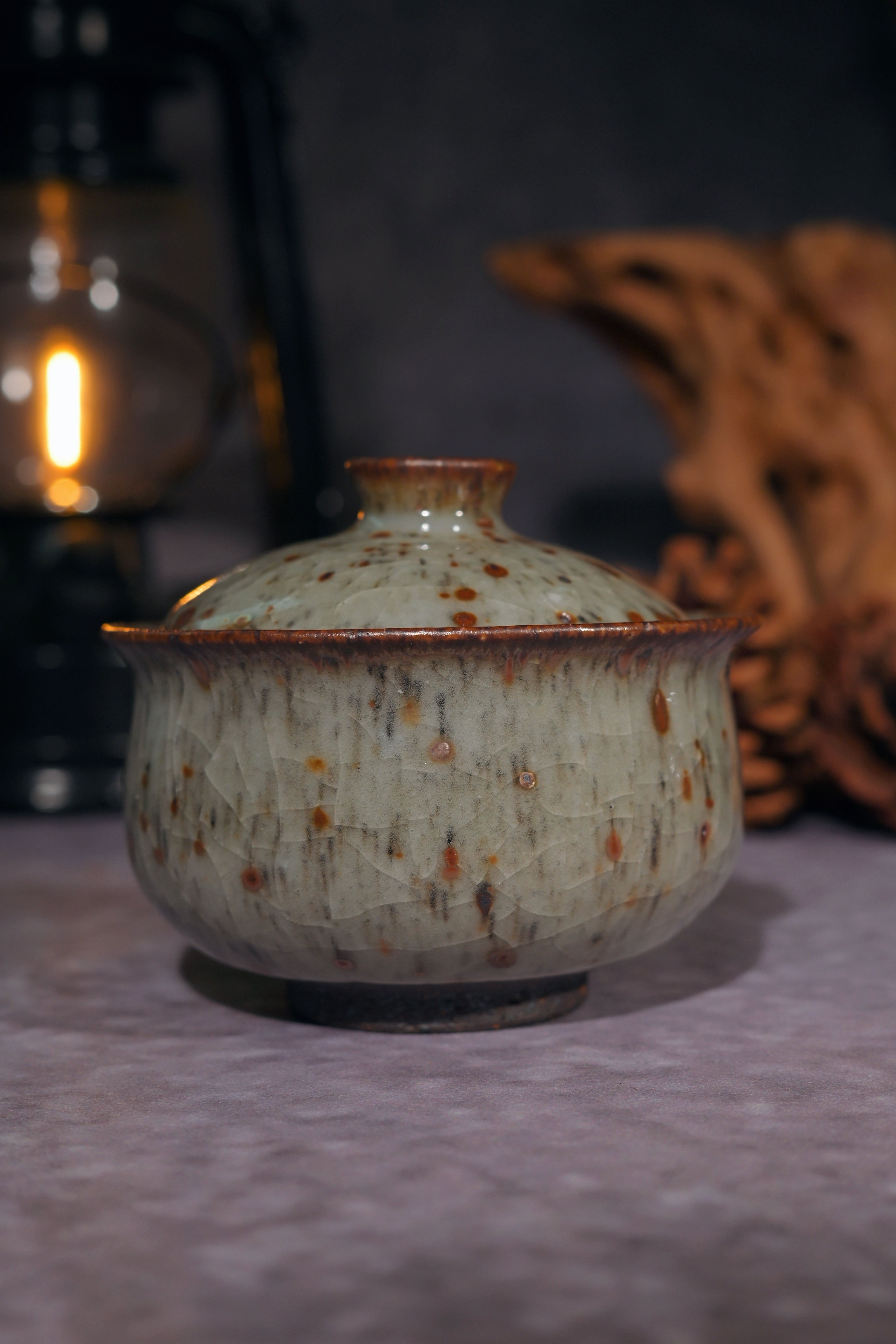 Kungfuyang Unique Piece Shino-ware "Autumn Frost" Gaiwan Set, product view 6