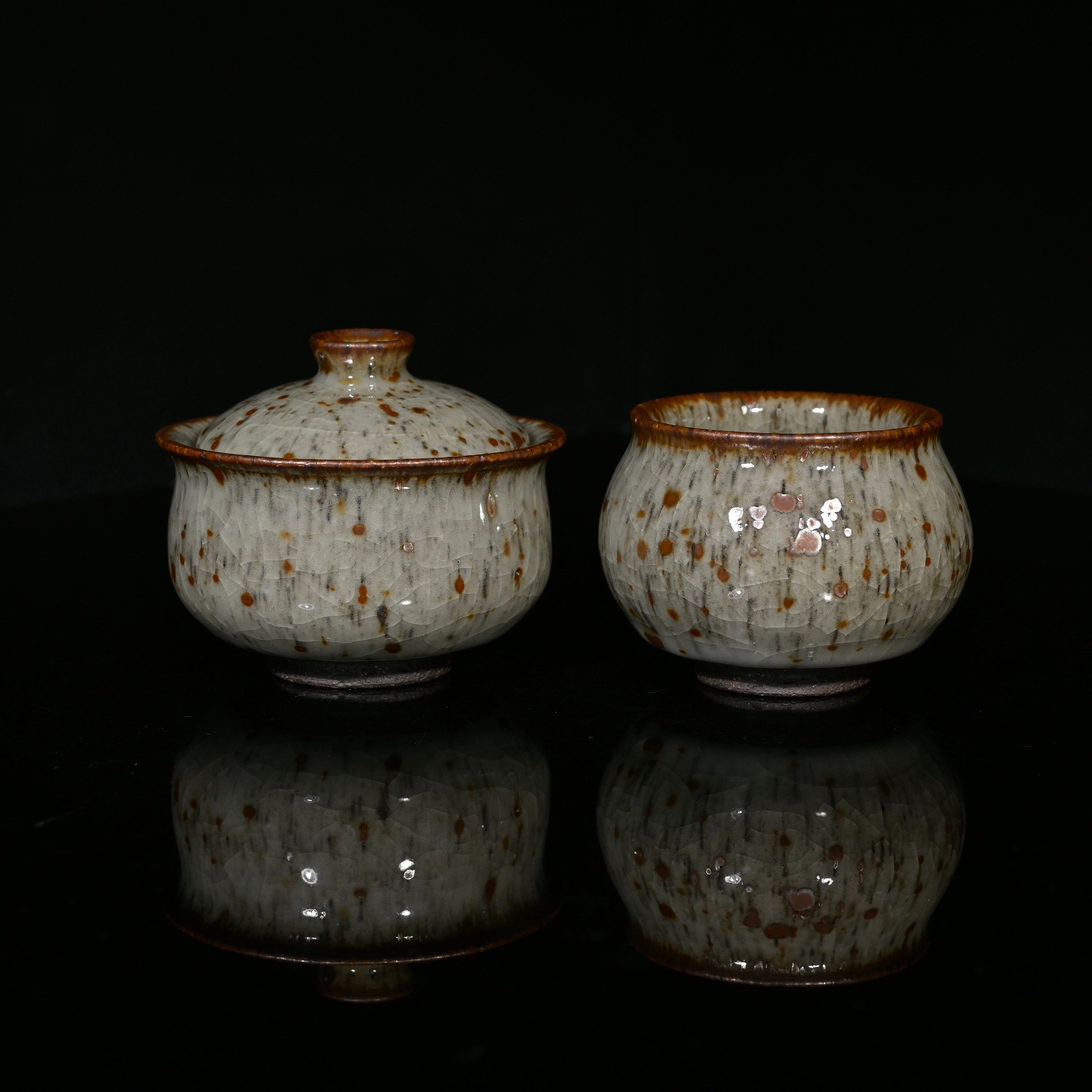 Kungfuyang Unique Piece Shino-ware "Autumn Frost" Gaiwan Set, product view 1