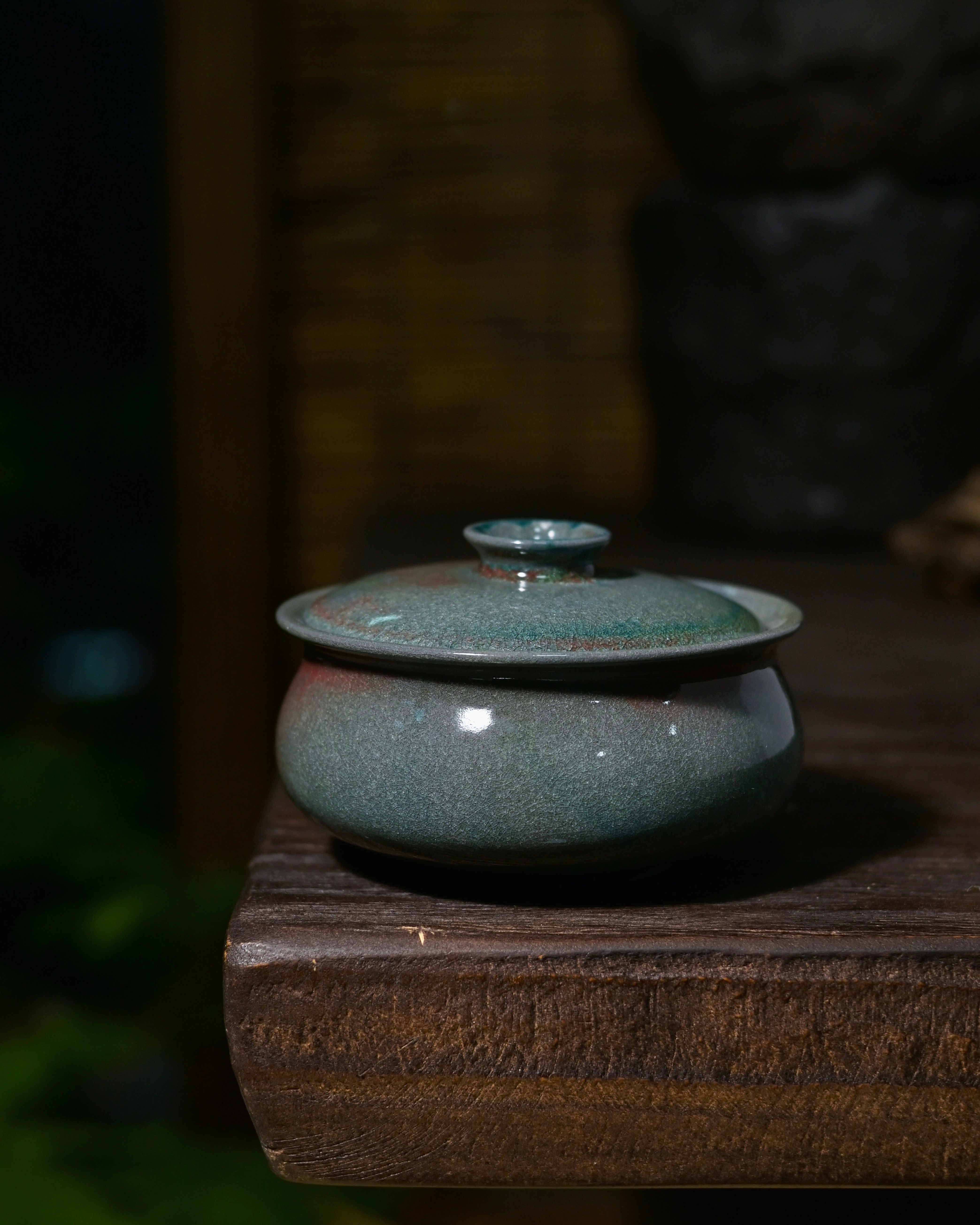 Kungfuyang Unique Piece Wood-Fired Soda Kiln Kohiki Green Gaiwan 120ml, product view 3