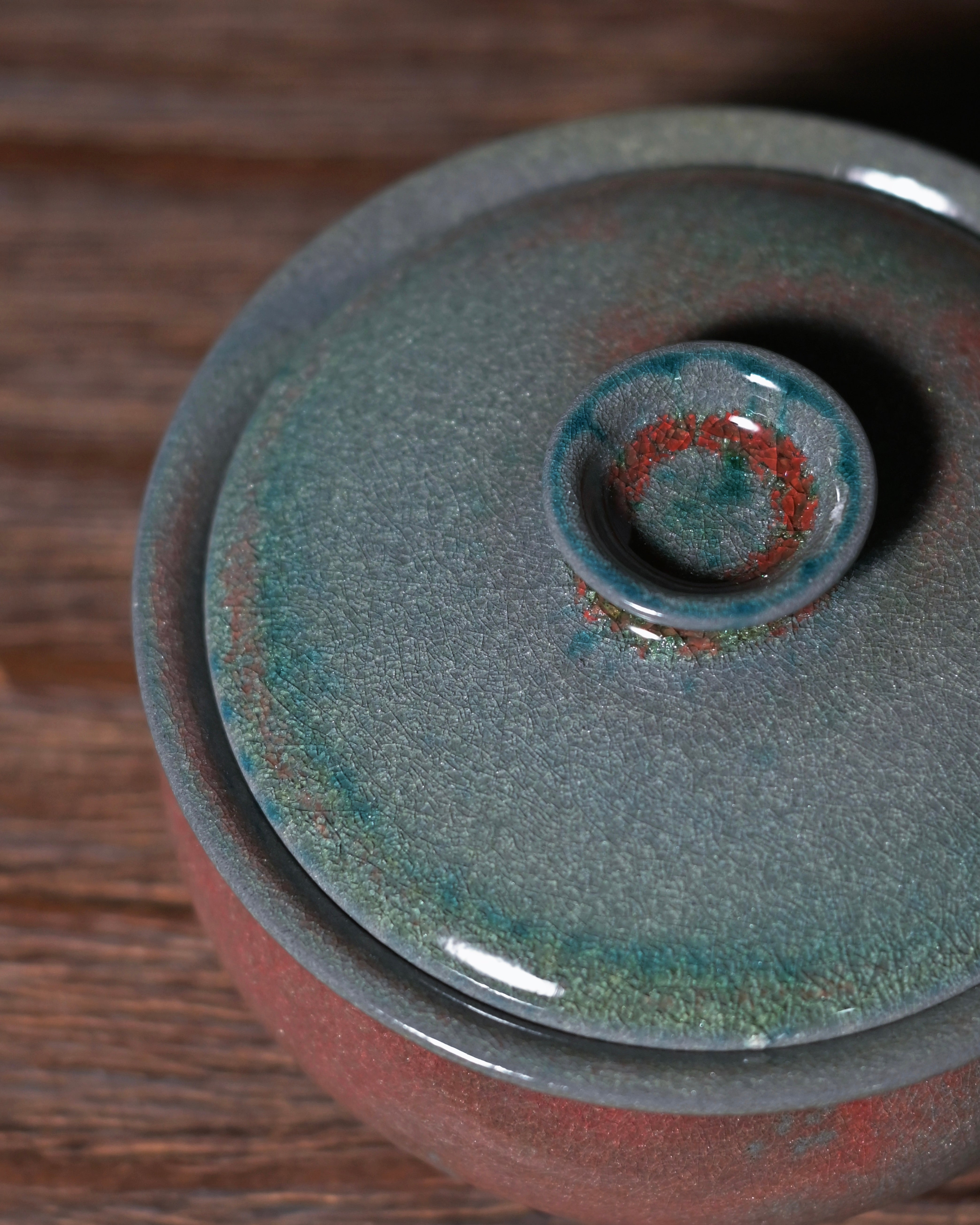 Kungfuyang Unique Piece Wood-Fired Soda Kiln Kohiki Green Gaiwan 120ml, product view 4