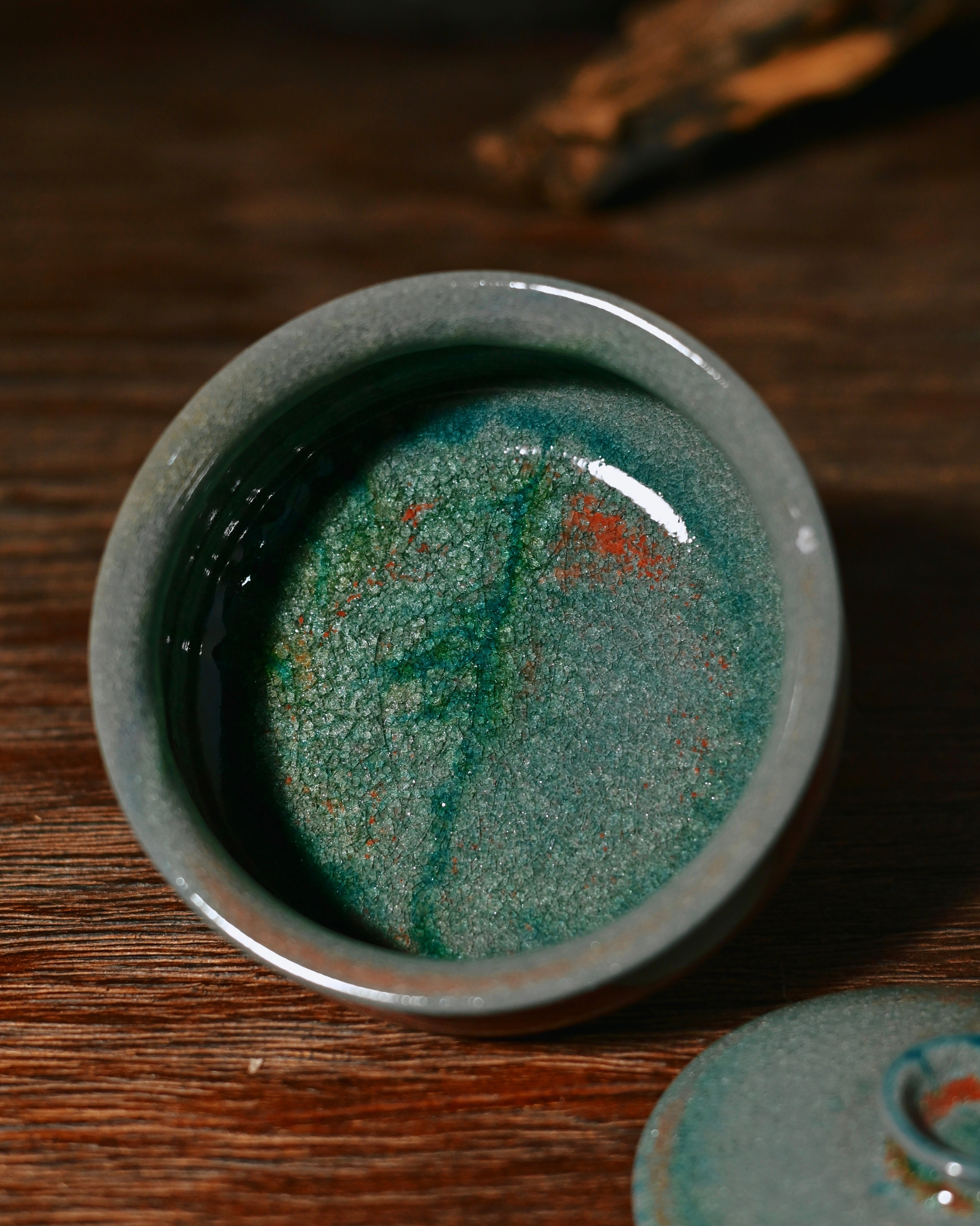 Kungfuyang Unique Piece Wood-Fired Soda Kiln Kohiki Green Gaiwan 120ml, product view 2
