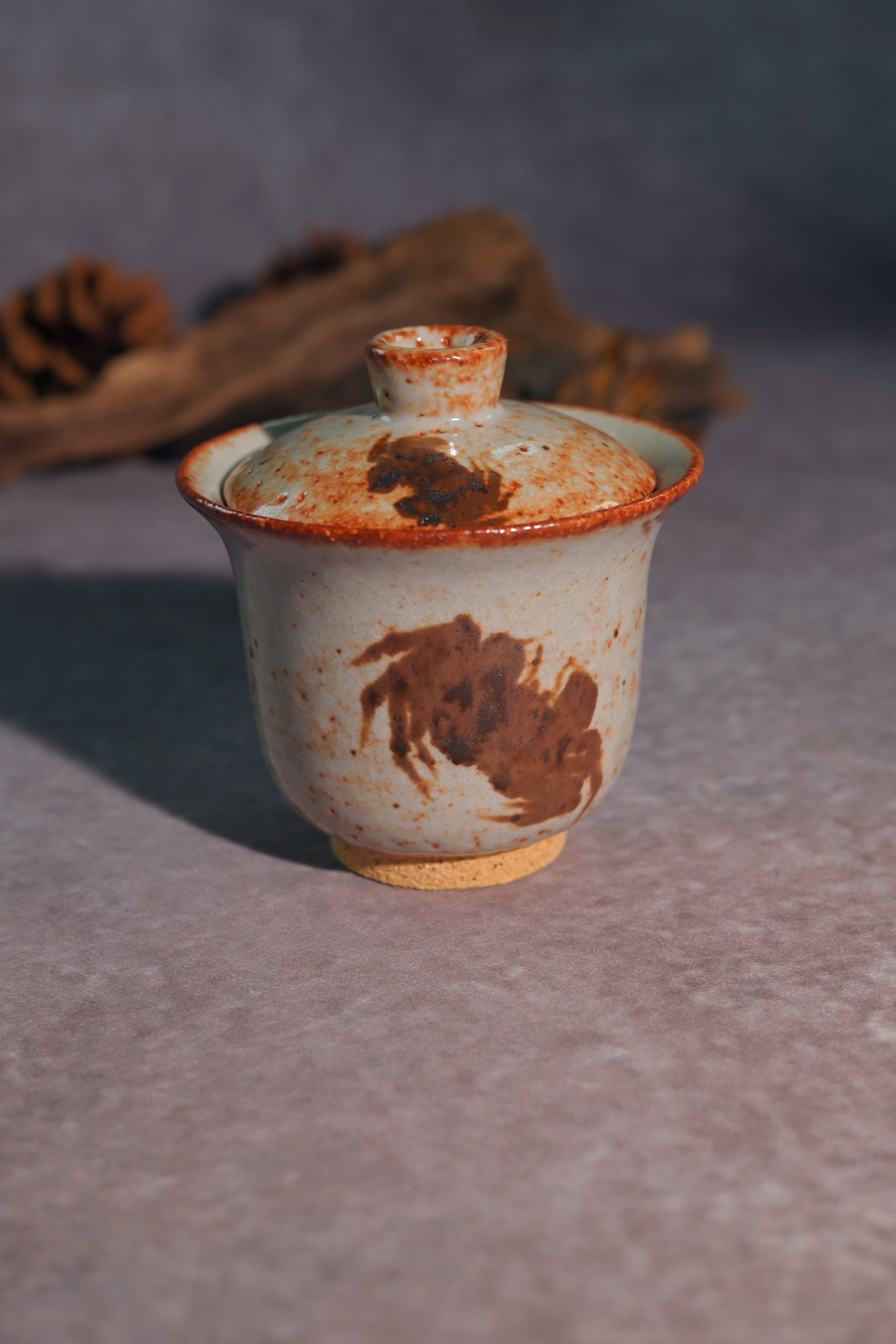 Kungfuyang Unique Piece Wood-Fired Hand-Painted ''Fortune Crab'' Saggar, product view 3