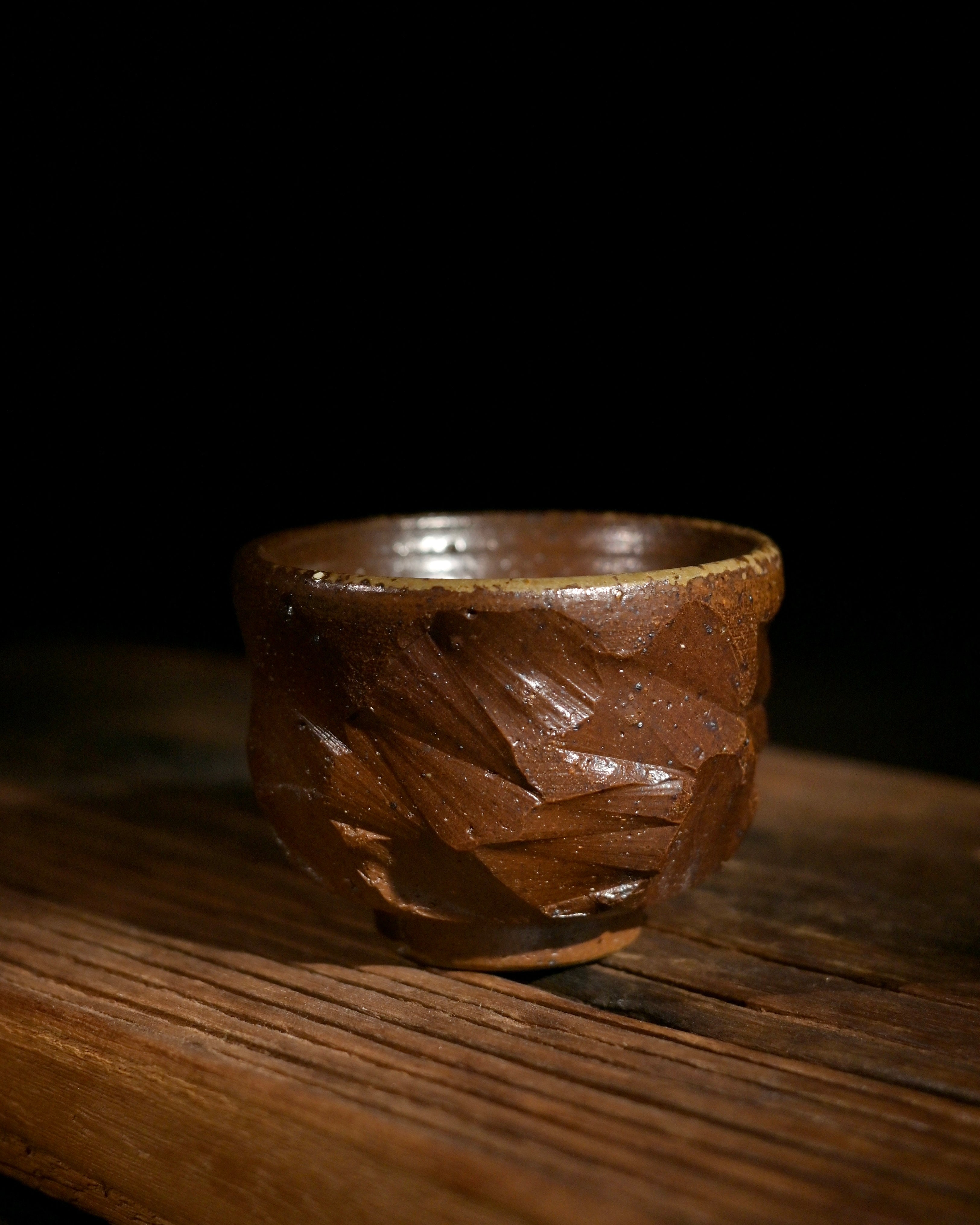 Kungfuyang Unique Handmade Wood-Fired Iron-Clay Amber Drip Teacup 100ml, product view 4