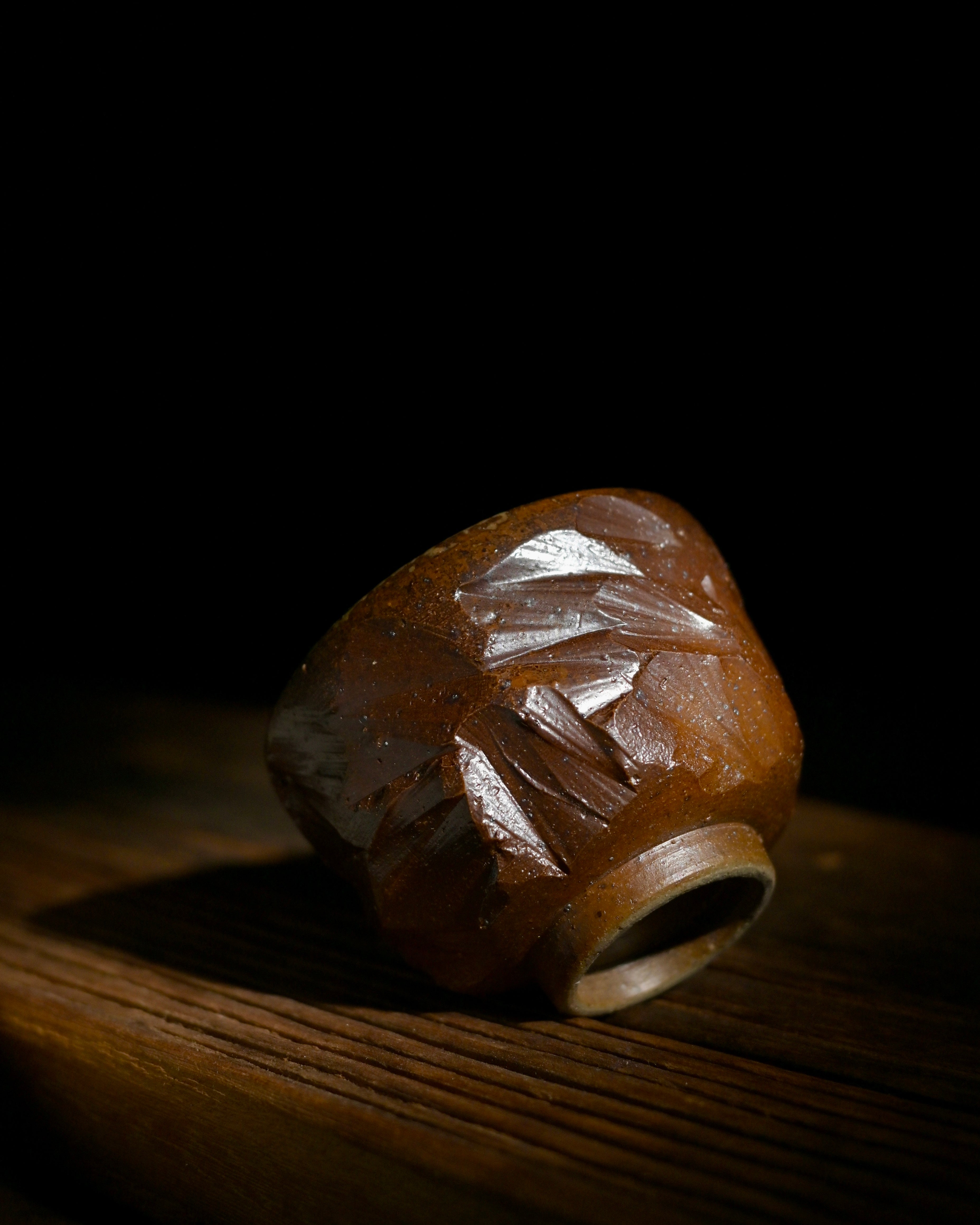 Kungfuyang Unique Handmade Wood-Fired Iron-Clay Amber Drip Teacup 100ml, product view 2