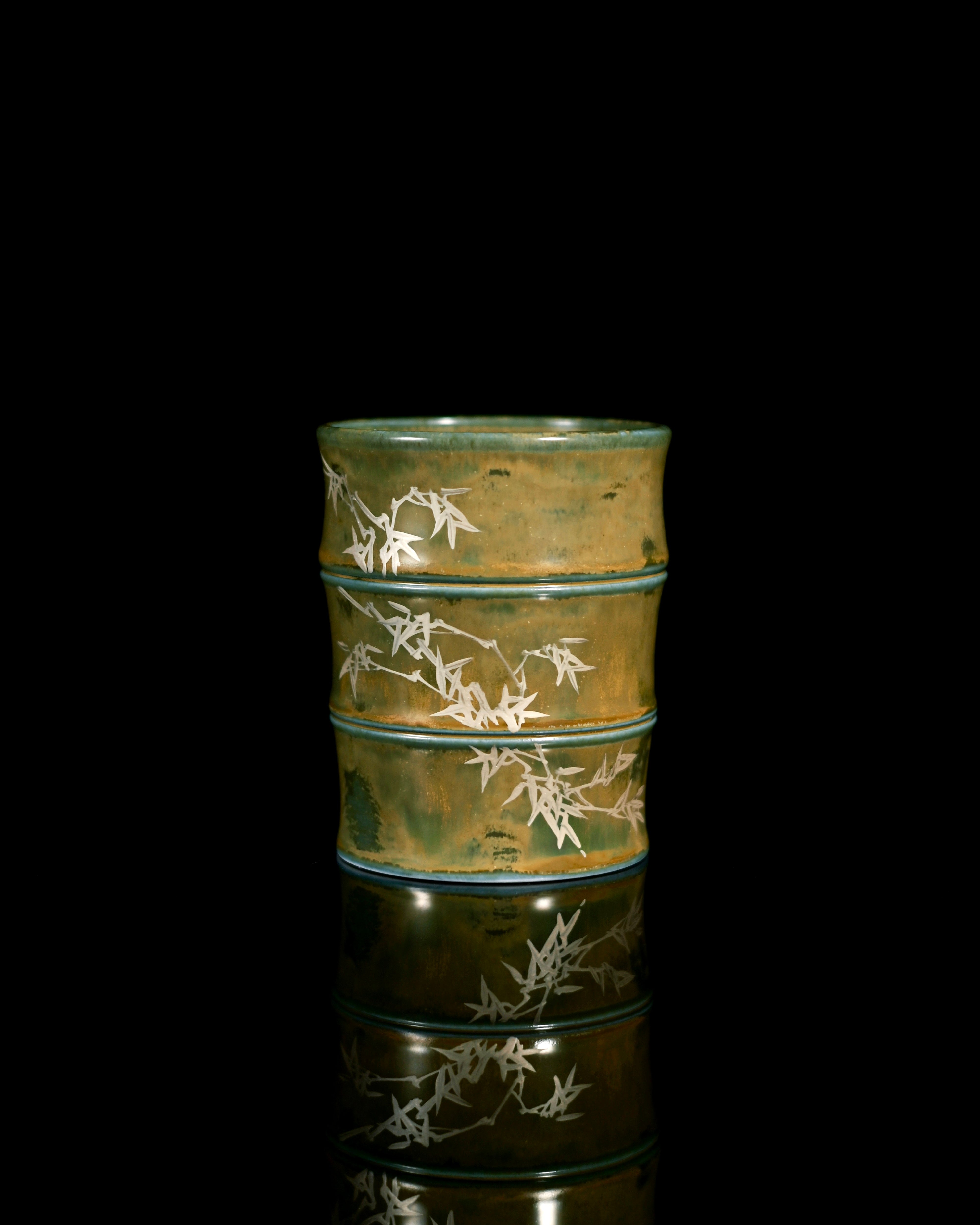 Extreme close-up of the glaze's texture, revealing the depth and complexity achieved through high-firing techniques by
