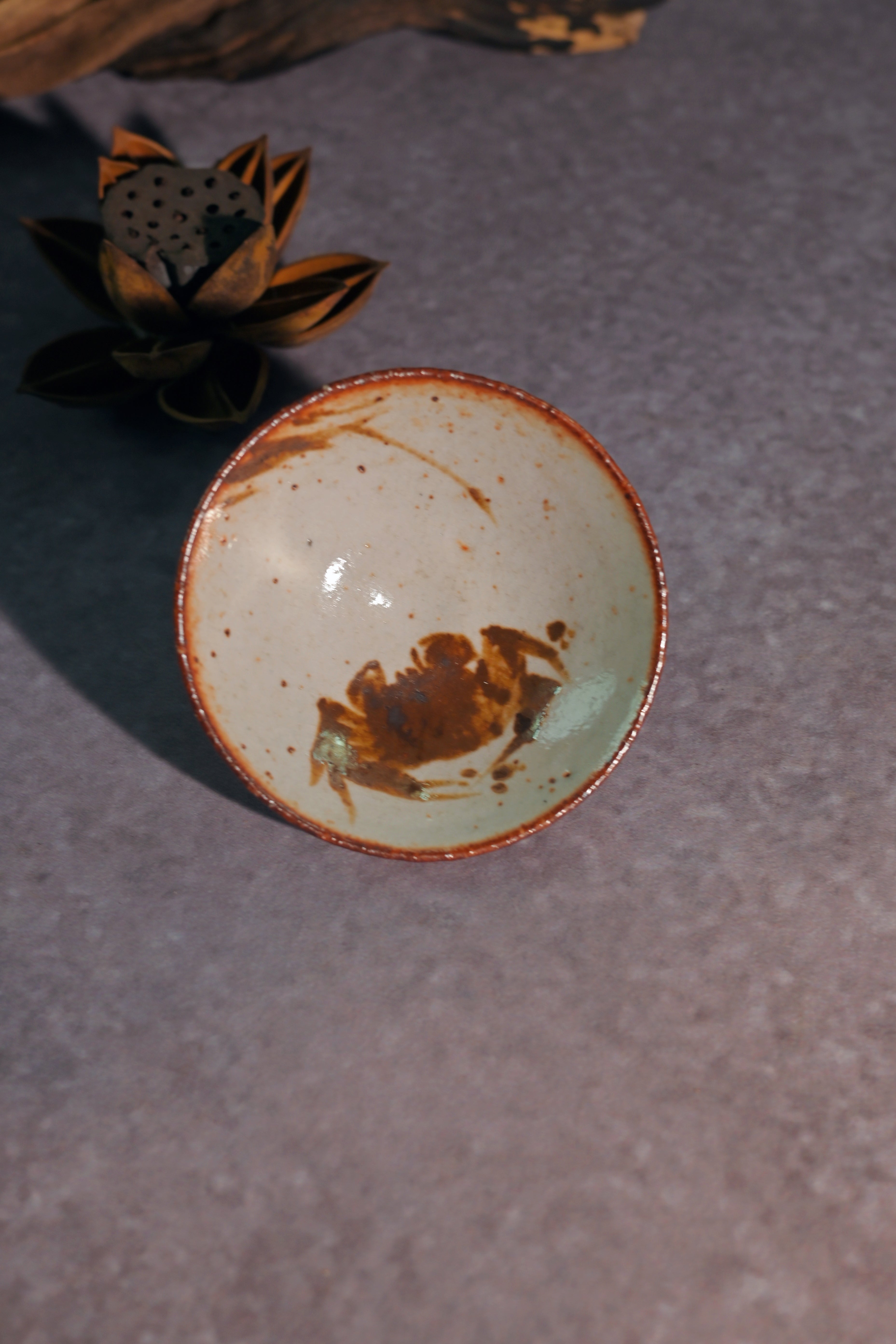 Kungfuyang Unique Piece Wood-Fired Saggar Clay "Fortune Crab" Teacup 50ml, product view 3
