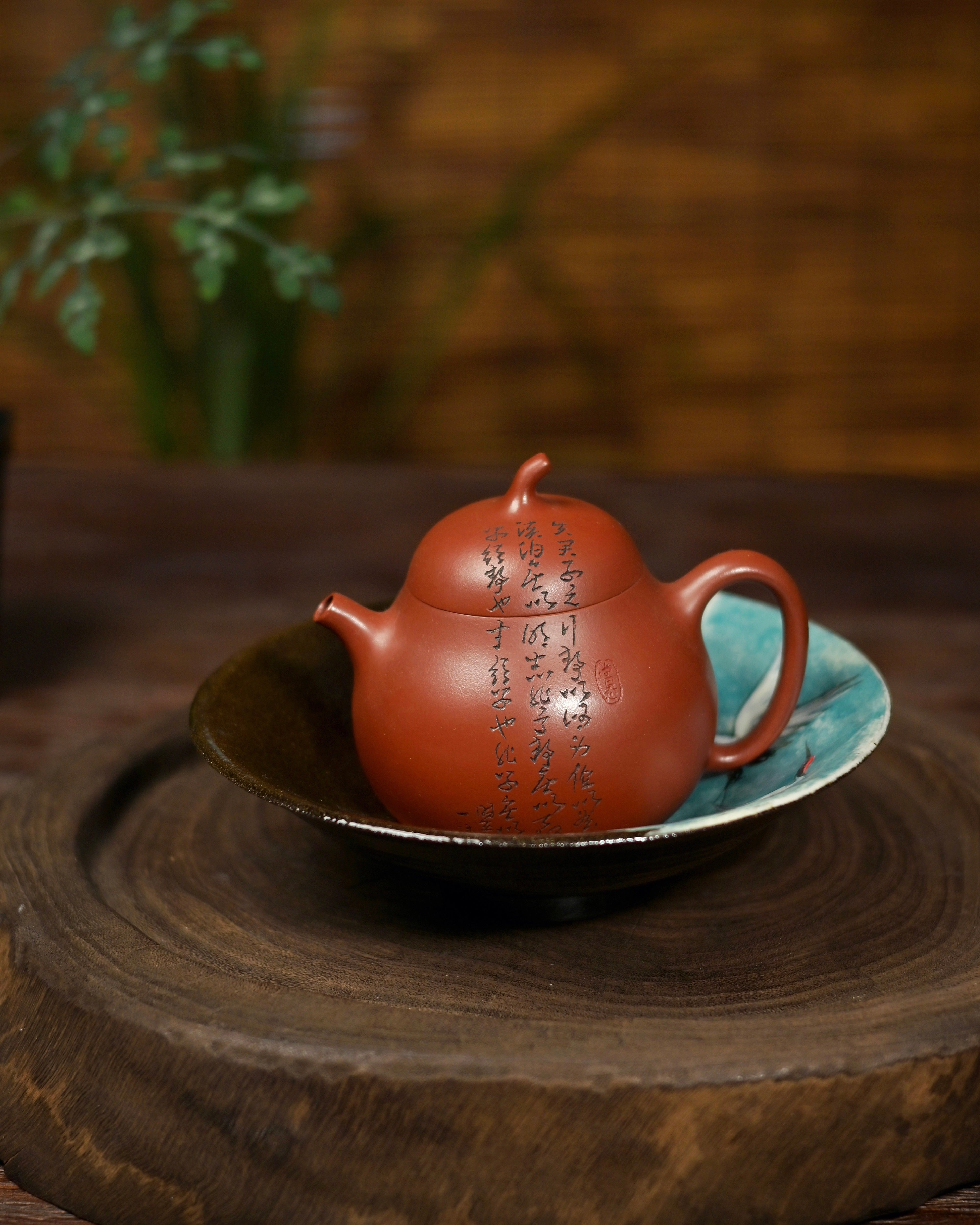 tea ceremony drip tray in use – Jingdezhen Handmade Coarse Pottery Contrast Teapot Drip Tray by Kungfuyang