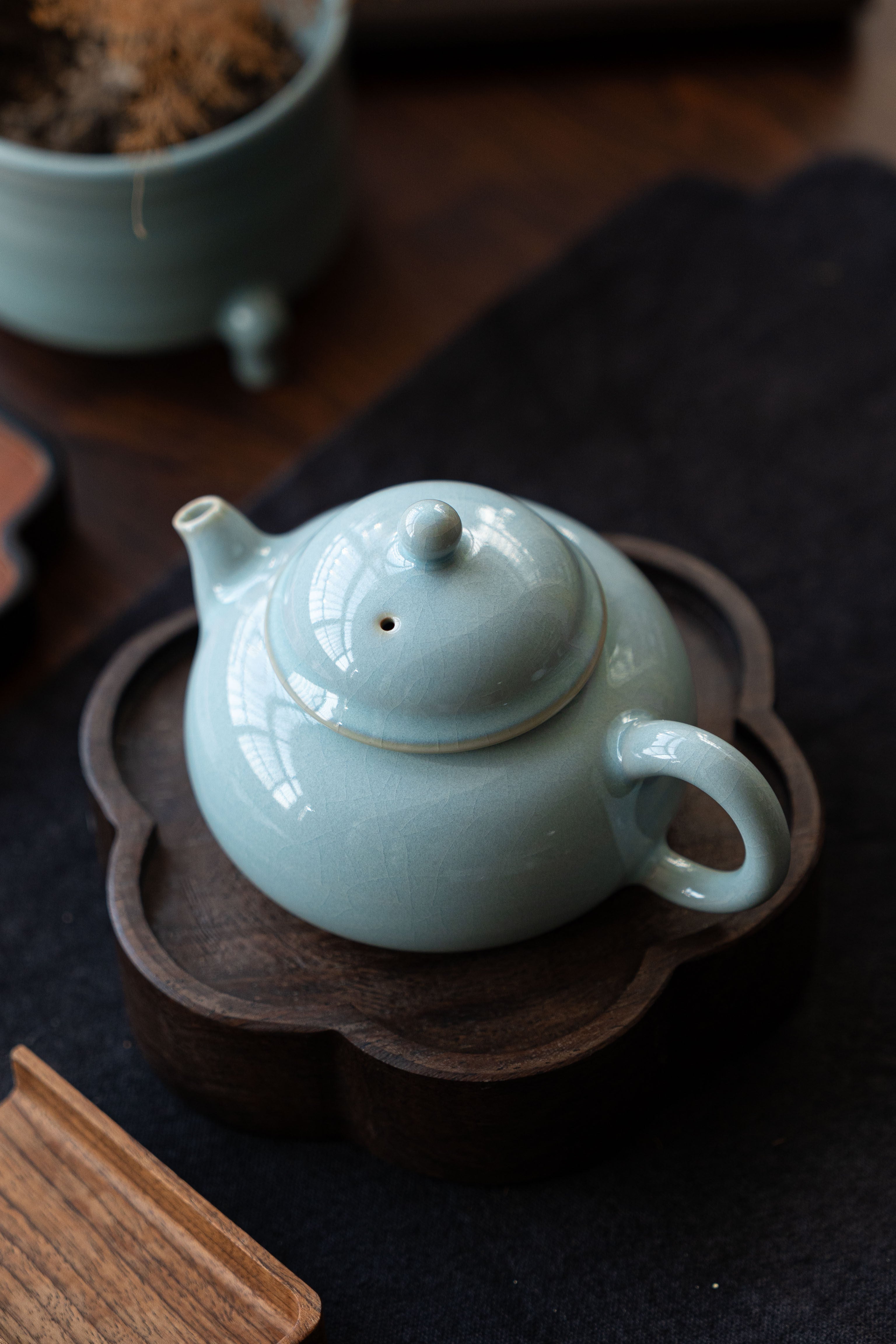 ru ware 200ml teapot – Ru Porcelain Sky-Blue Glaze Crackle Pattern Teapot 200ml by Kungfuyang