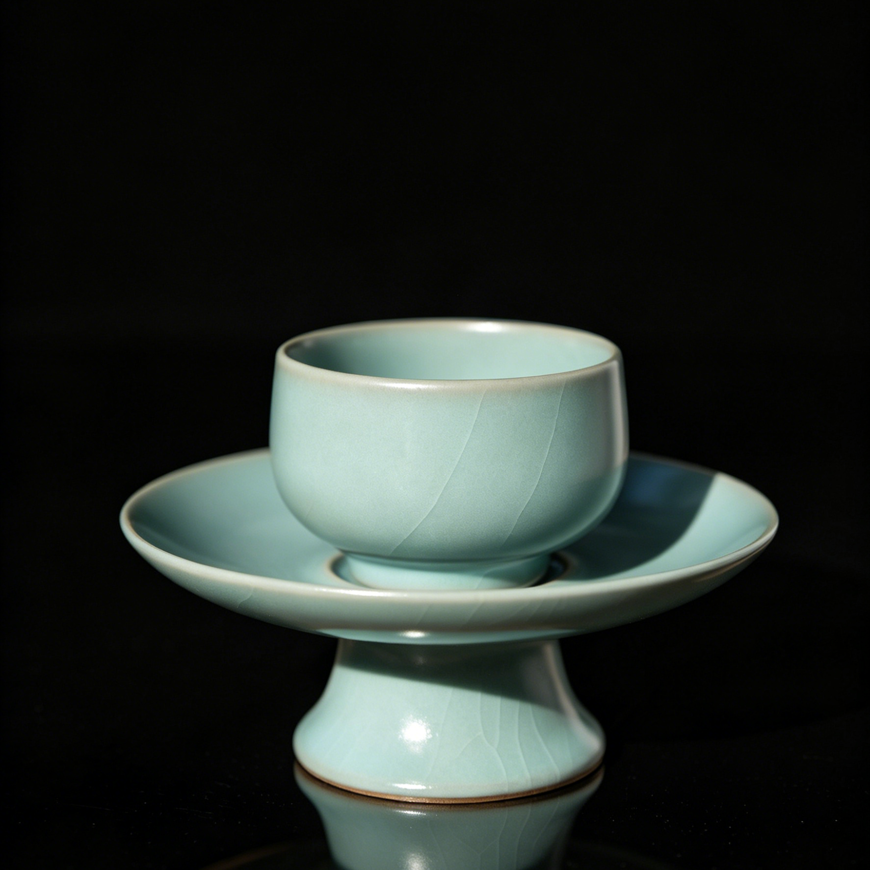 2c95945bc2e60b3a054a3d7b73dfc252 – Ru Porcelain Sky-Blue Glaze Teacup with Saucer Set 60ml by Kungfuyang