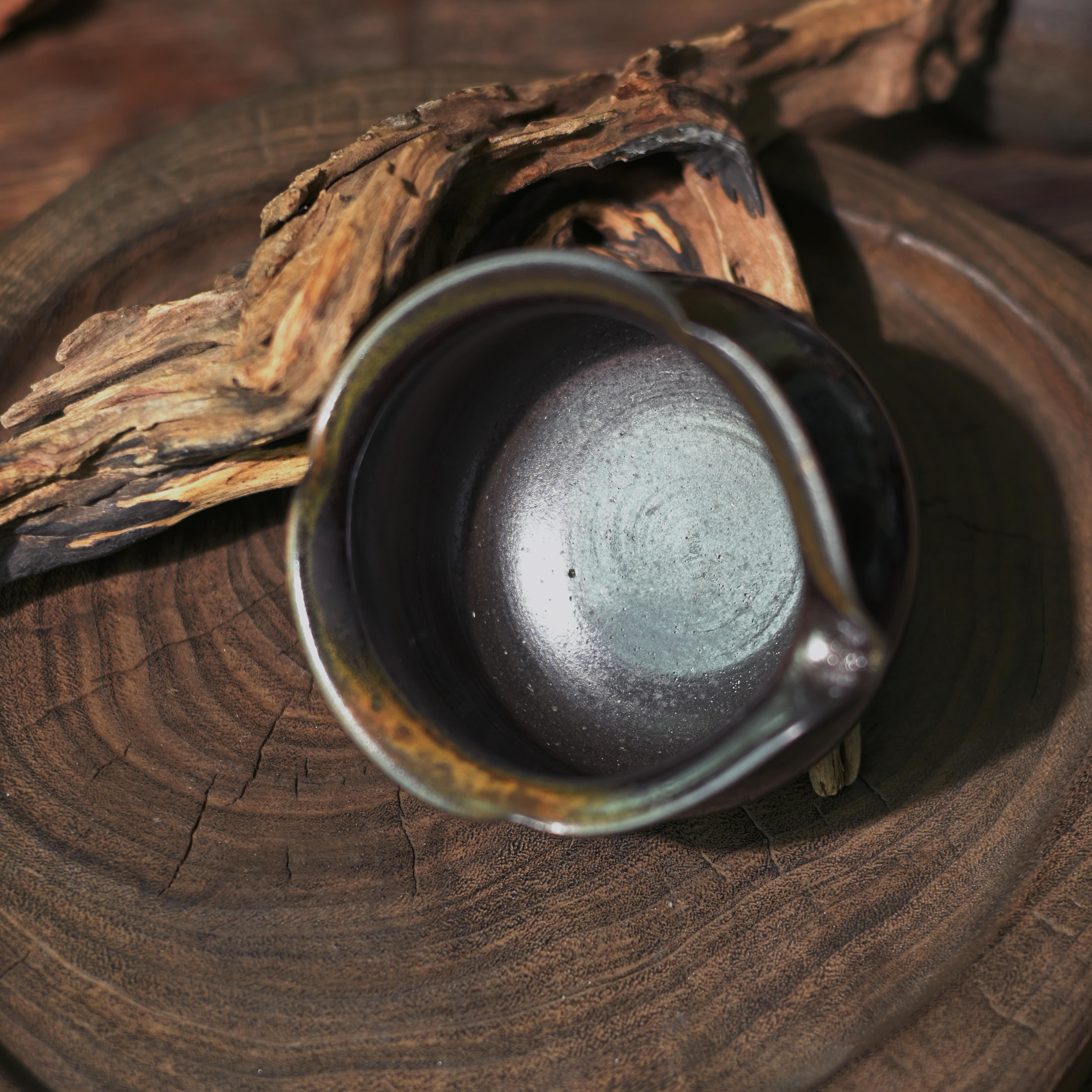 wood fired fairness cup – Unique Piece Wood-Fired Artisan Black Gold Mud Fairness Cup by Kungfuyang