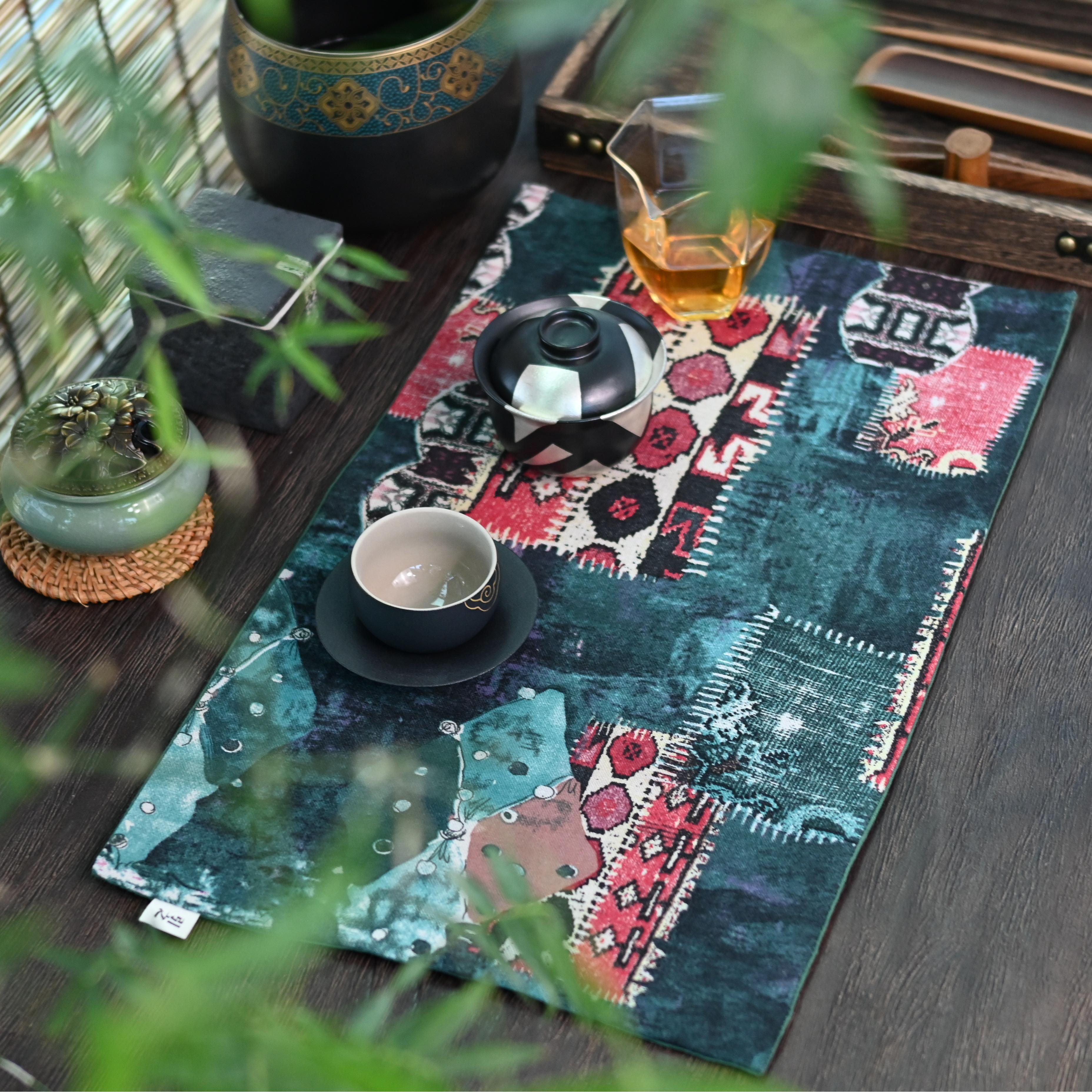 Kungfuyang Cotton and Linen Printed Absorbent Retro Tablecloth Teamat Nordic Style, detail 1