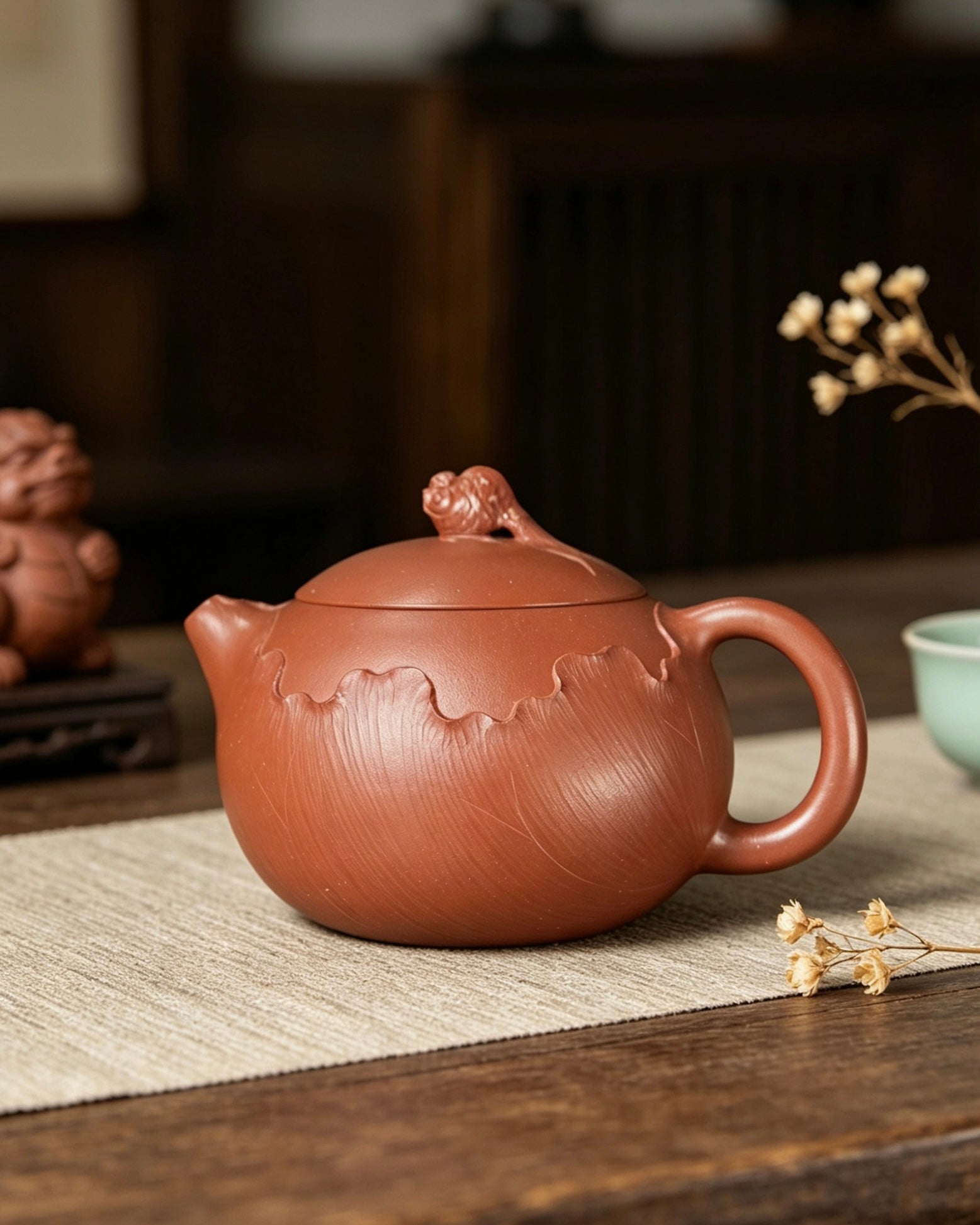 Lotus protection motif representing purity with leaf appearing to embrace and safeguard the pot by Kungfuyang