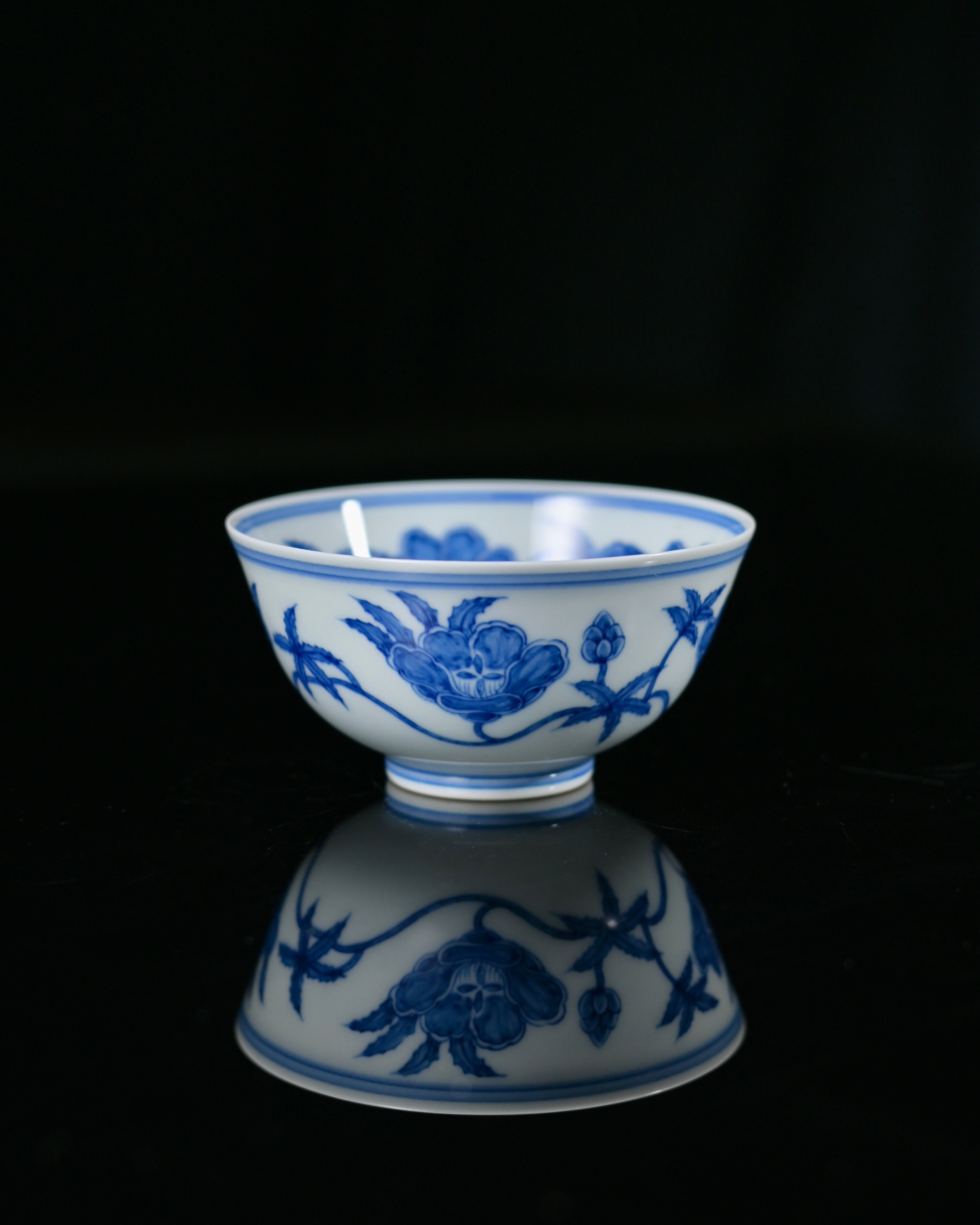 ming chenghua blue and white palace tea bowl – Ming Chenghua Blue and White Okra Palace Bowl Replica Tea Bowl by Kungfuyang