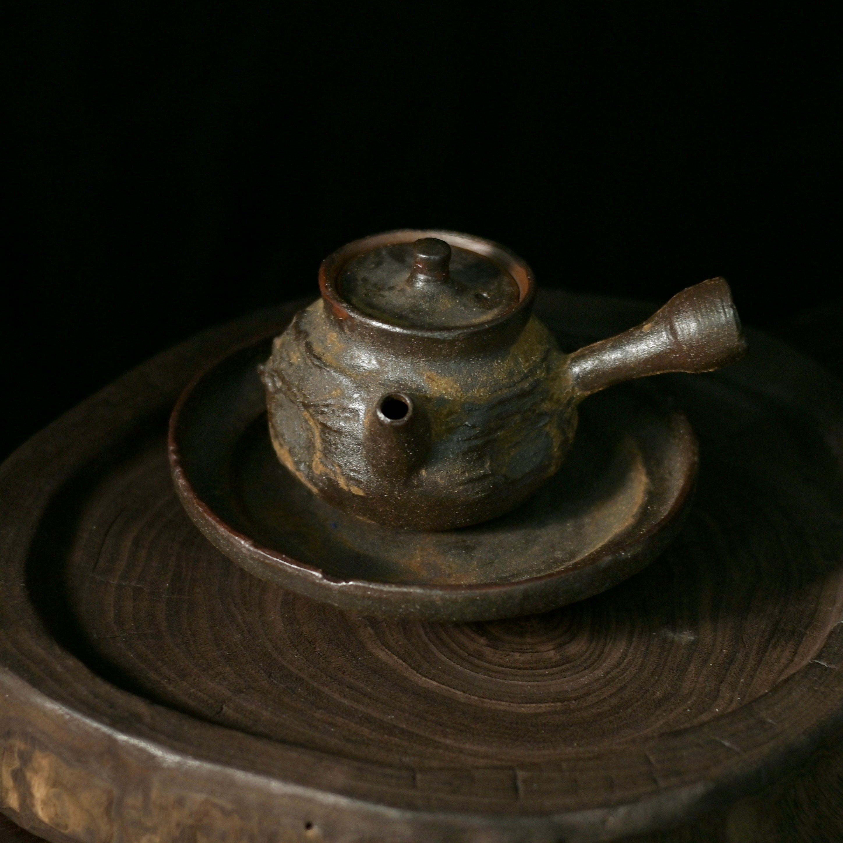 side handle gongfu teapot – Wabi-Sabi Handcrafted Wood-Fired Coarse Clay Side-Handle by Kungfuyang