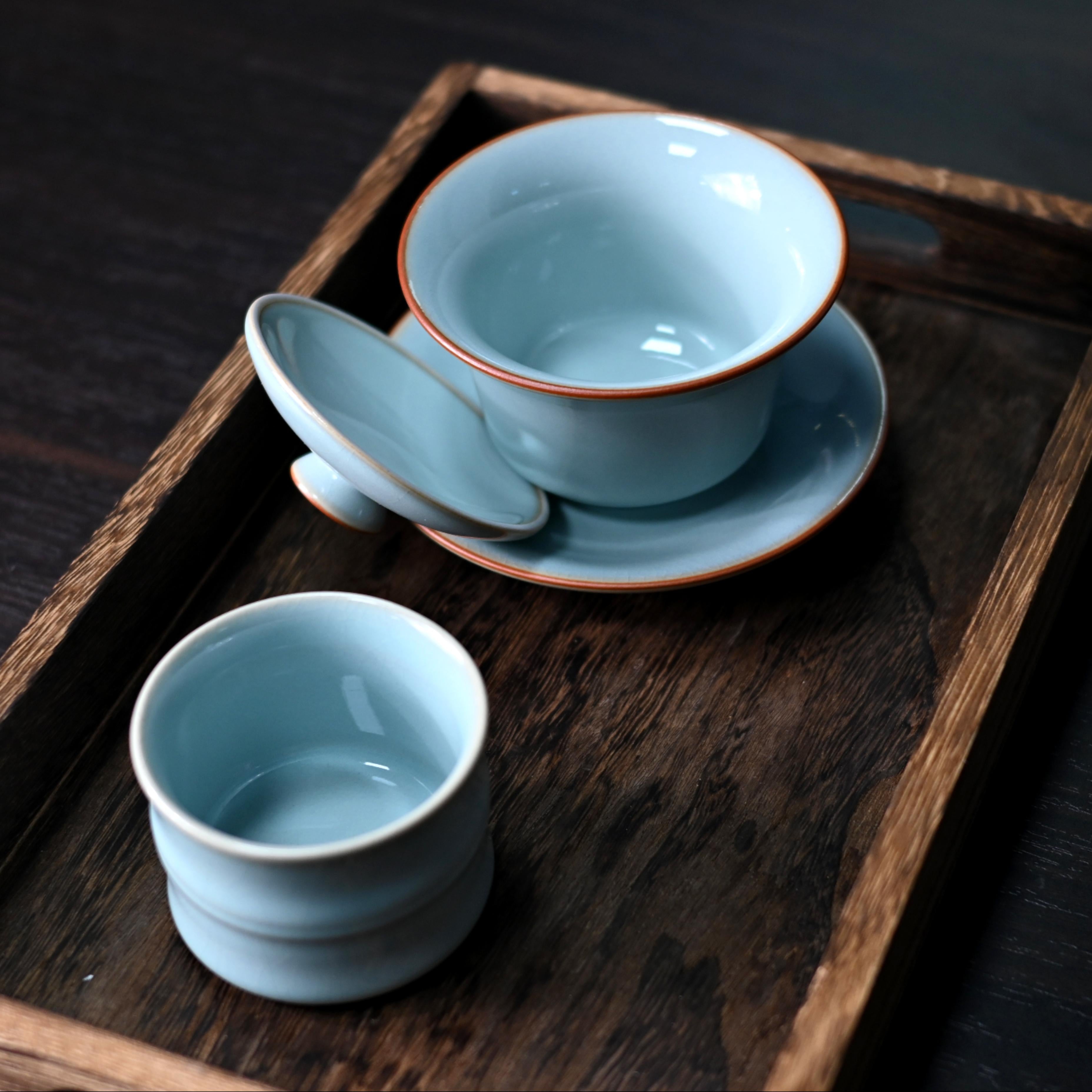 ru ceramic tea set – Ru Porcelain (Ruyao) Sky Blue Gaiwan Fine Crackle Tea Bowl by Kungfuyang