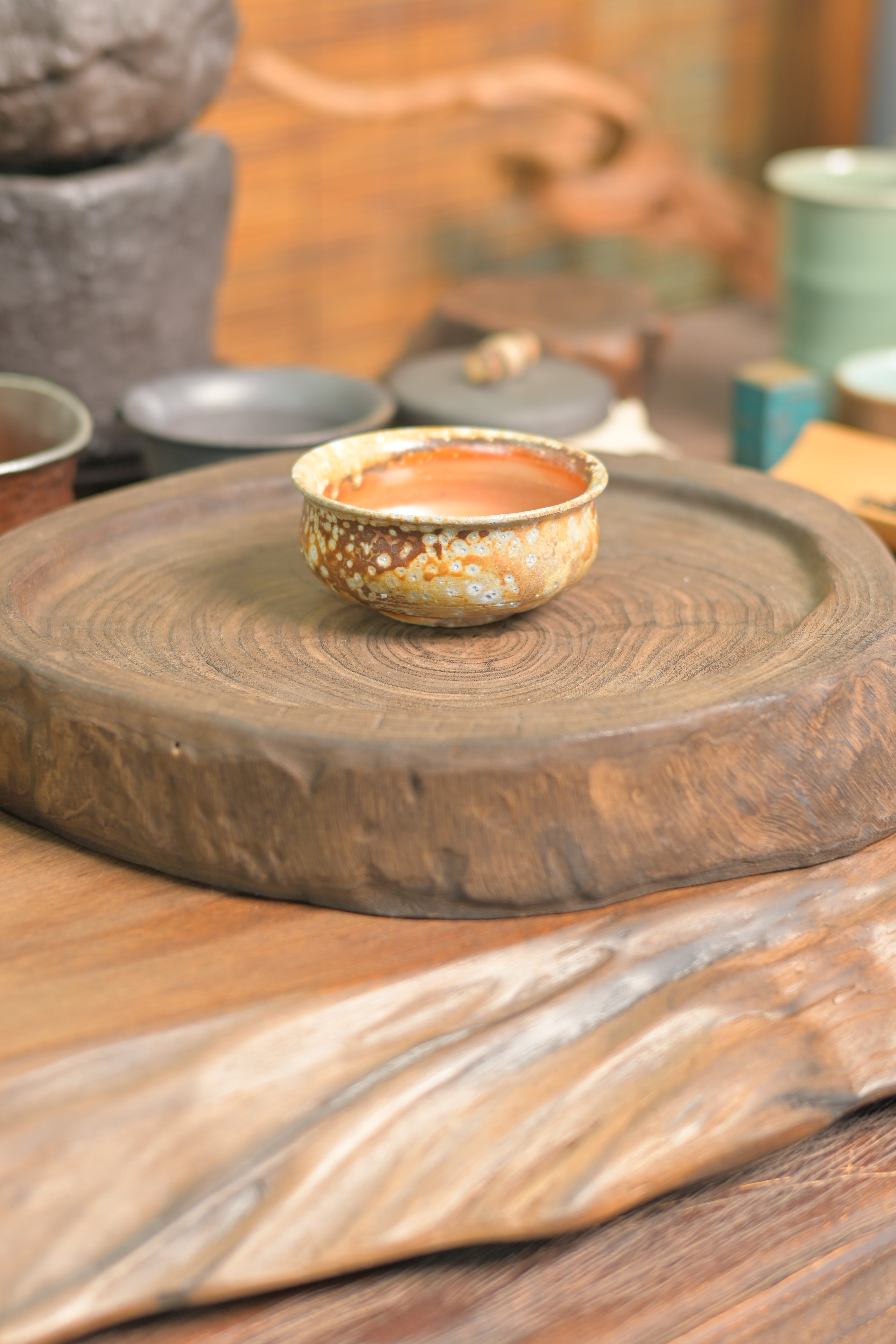 wood fired coarse pottery puer cup 100ml – Unique Piece Wood-Fired Coarse Pottery Pu'er Cup 80ml by Kungfuyang
