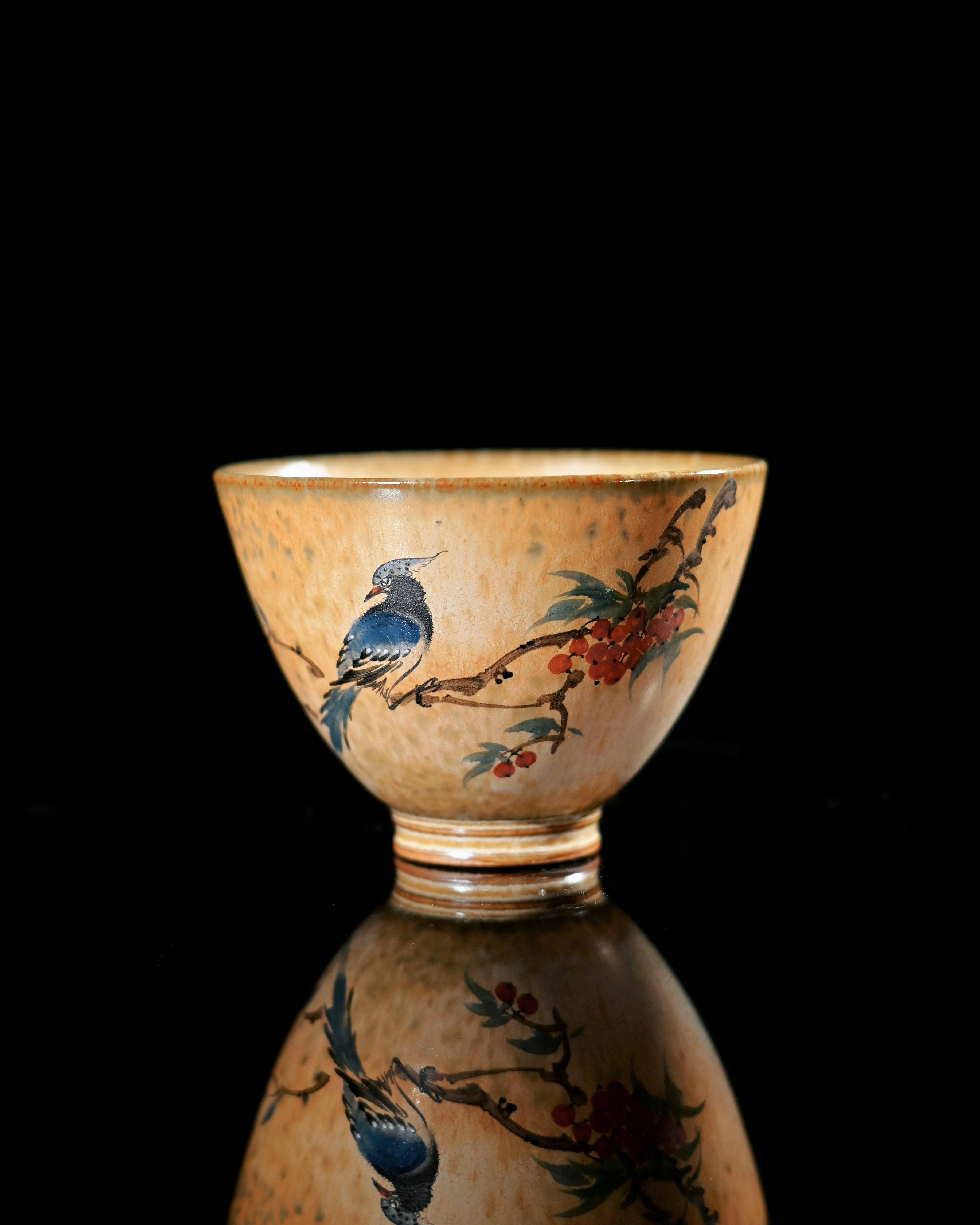 Authentic Chinese ink painting technique applied directly on ceramic chawan by Kungfuyang