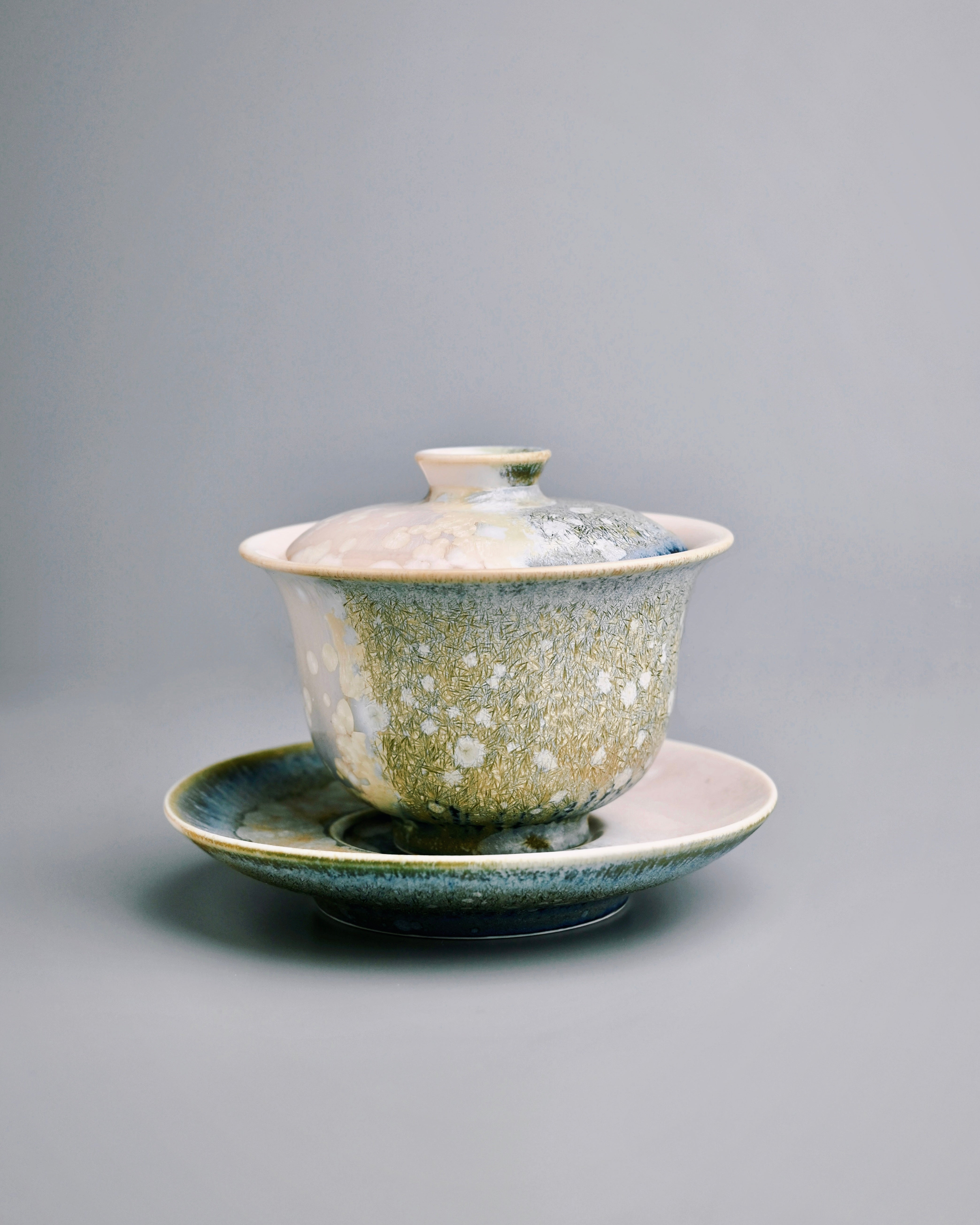 high temperature ceramic tea set – Kiln-Transformed Crystal Glaze Pine Needle Gaiwan by Kungfuyang