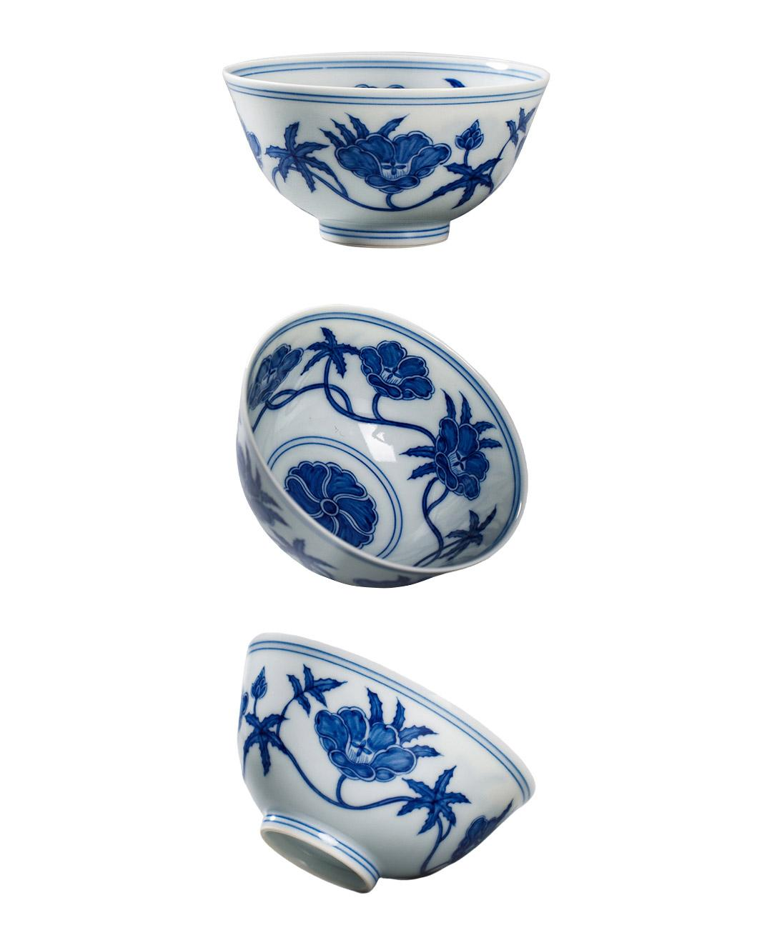 ming chenghua blue and white palace bowl – Ming Chenghua Blue and White Okra Palace Bowl Replica Tea Bowl by Kungfuyang