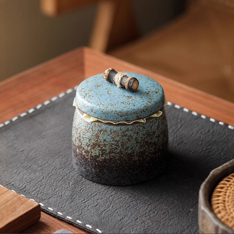 vintage small gilded chinese stoneware tea – Vintage Gilded Chinese Small Stoneware Tea Caddy by Kungfuyang