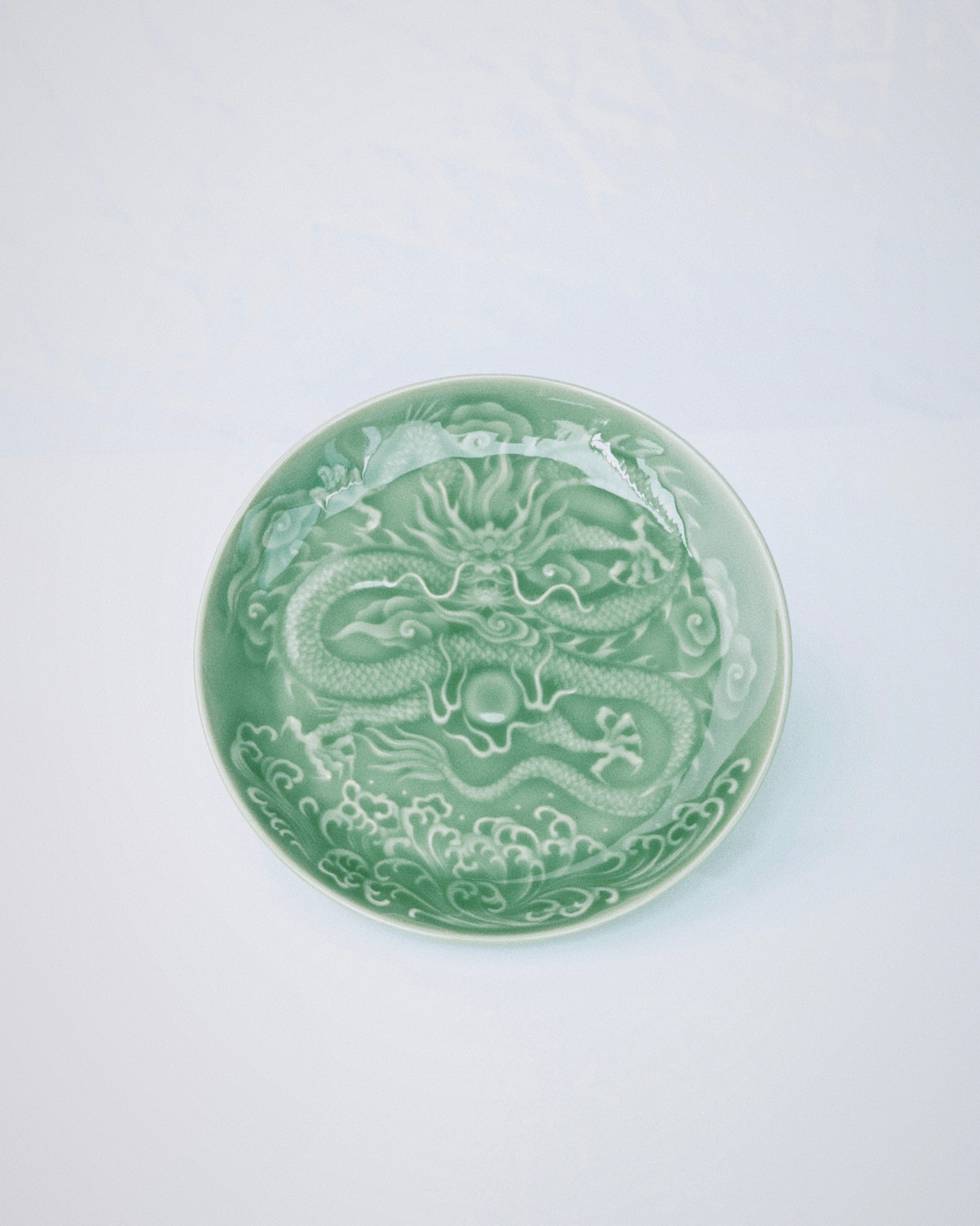longquan celadon tea coaster – Longquan Celadon Relief-Carved Dragon Pattern Tea Tray / Pot by Kungfuyang