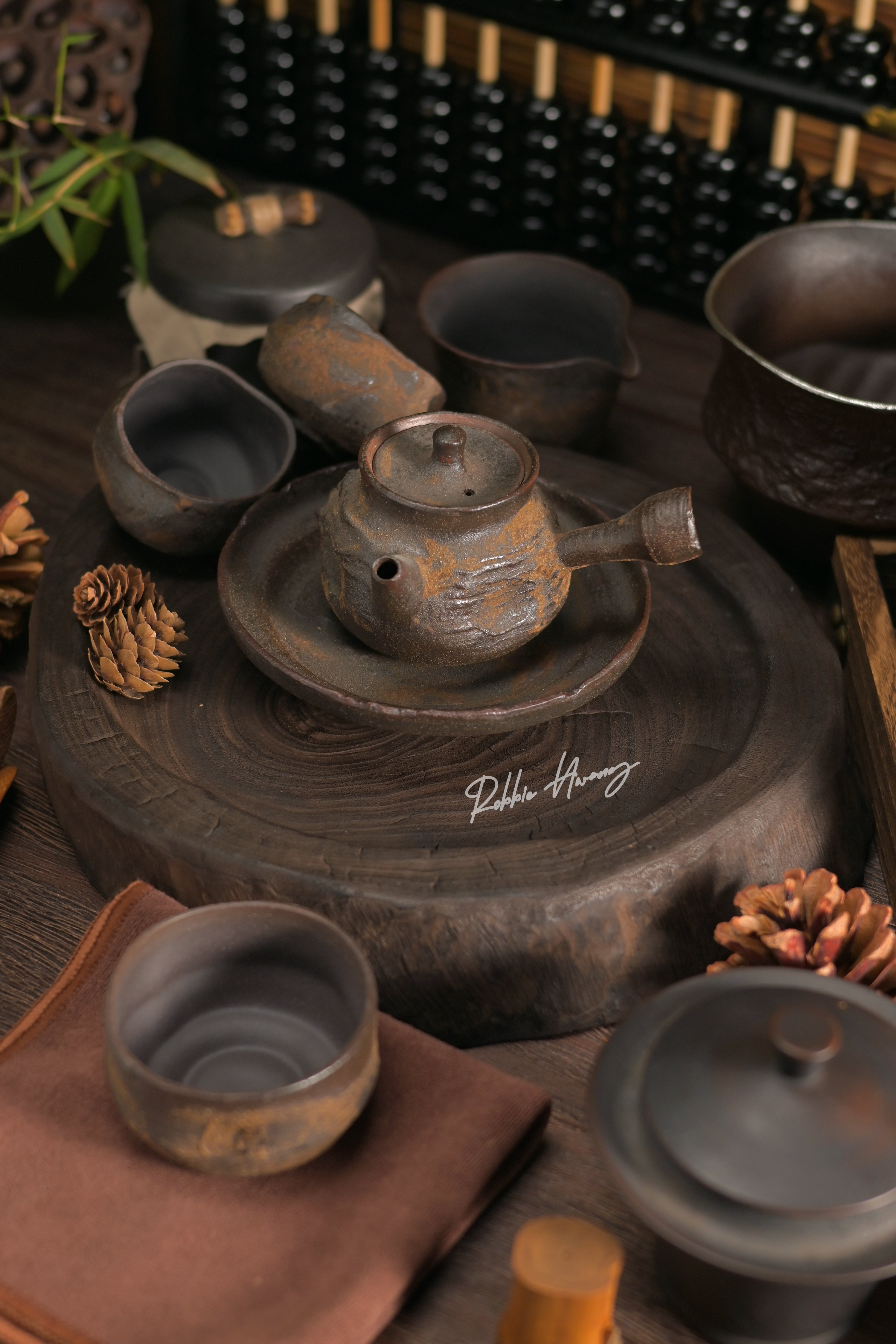 japanese hand crafted teaset – Wabi-Sabi Handcrafted Wood-Fired Coarse Clay Host Teacup by Kungfuyang