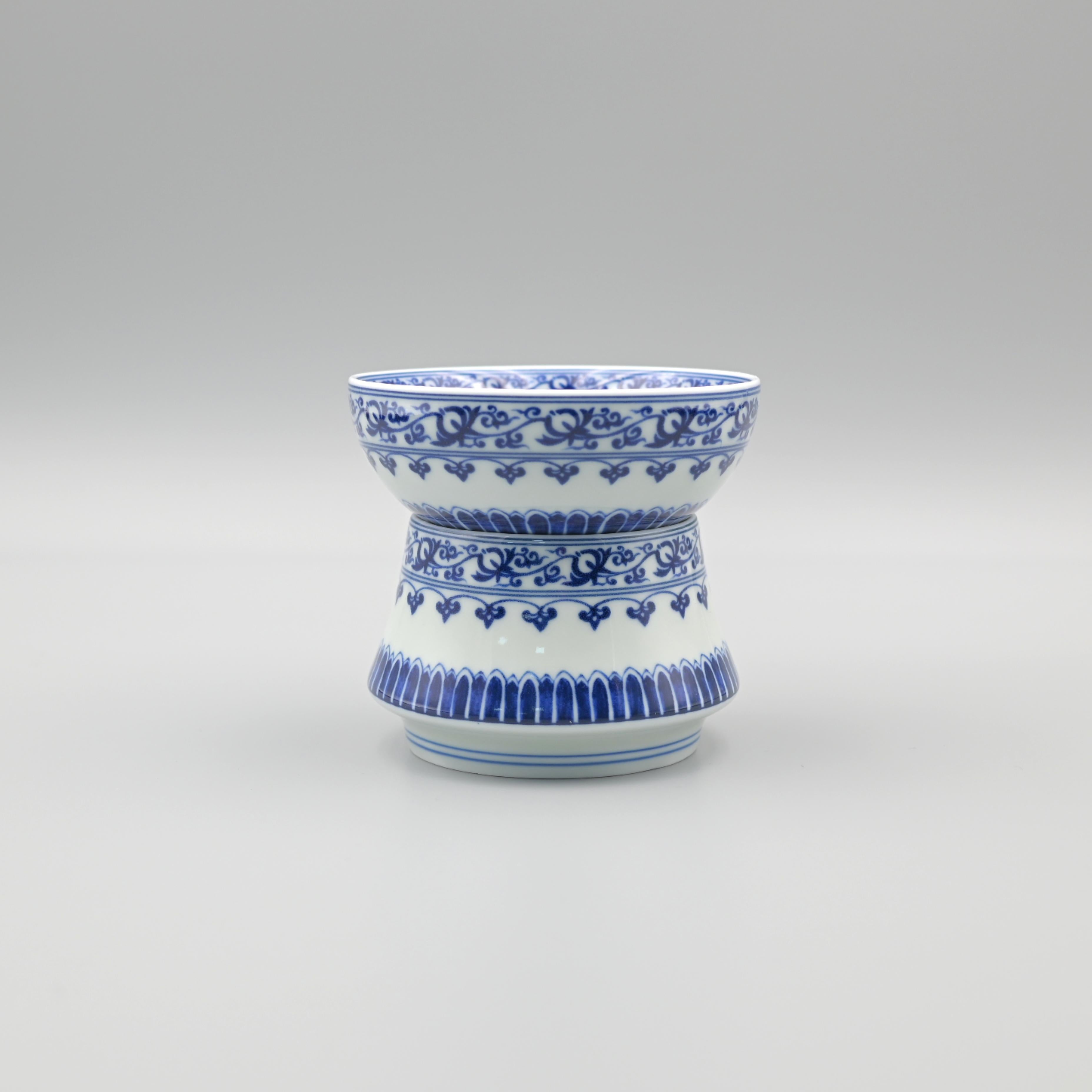 Kungfuyang Jingdezhen Blue and White Lotus Vine Tea Filter with, product view 2