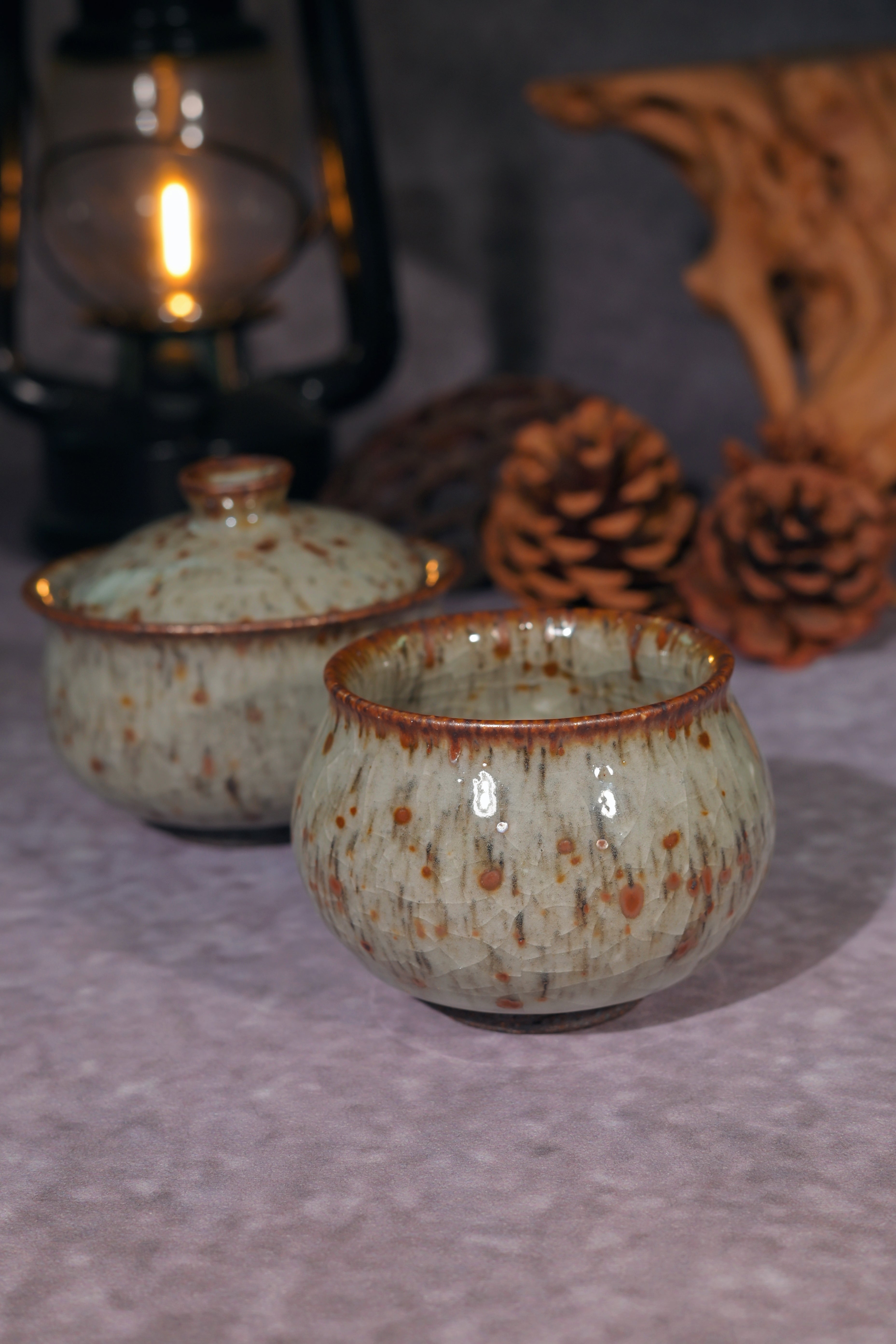 Kungfuyang Unique Piece Shino-ware "Autumn Frost" Gaiwan Set, product view 11