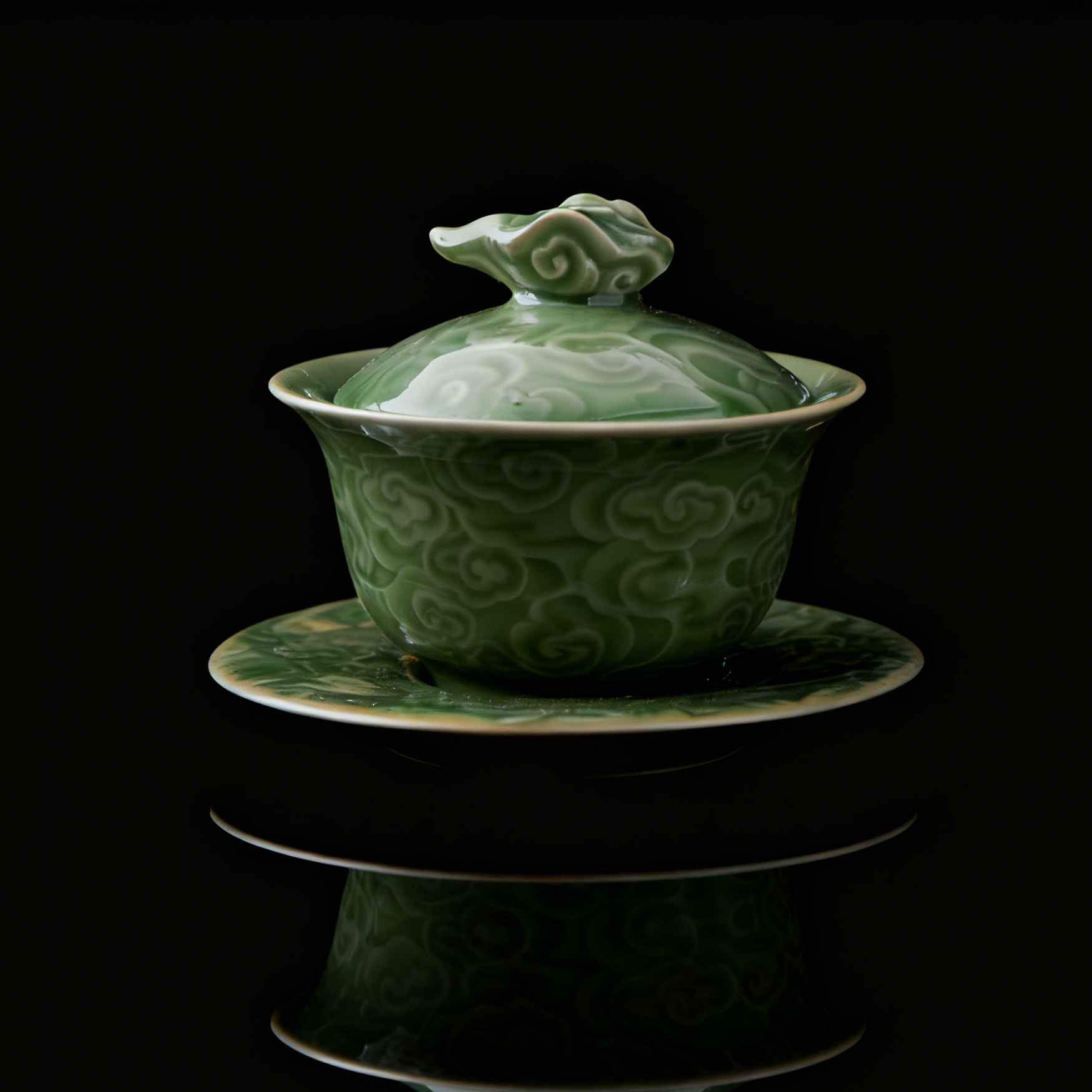 94074af298f355a38147d42f8dea403e – Longquan Celadon Gaiwan with Auspicious Cloud Relief 200ml by Kungfuyang