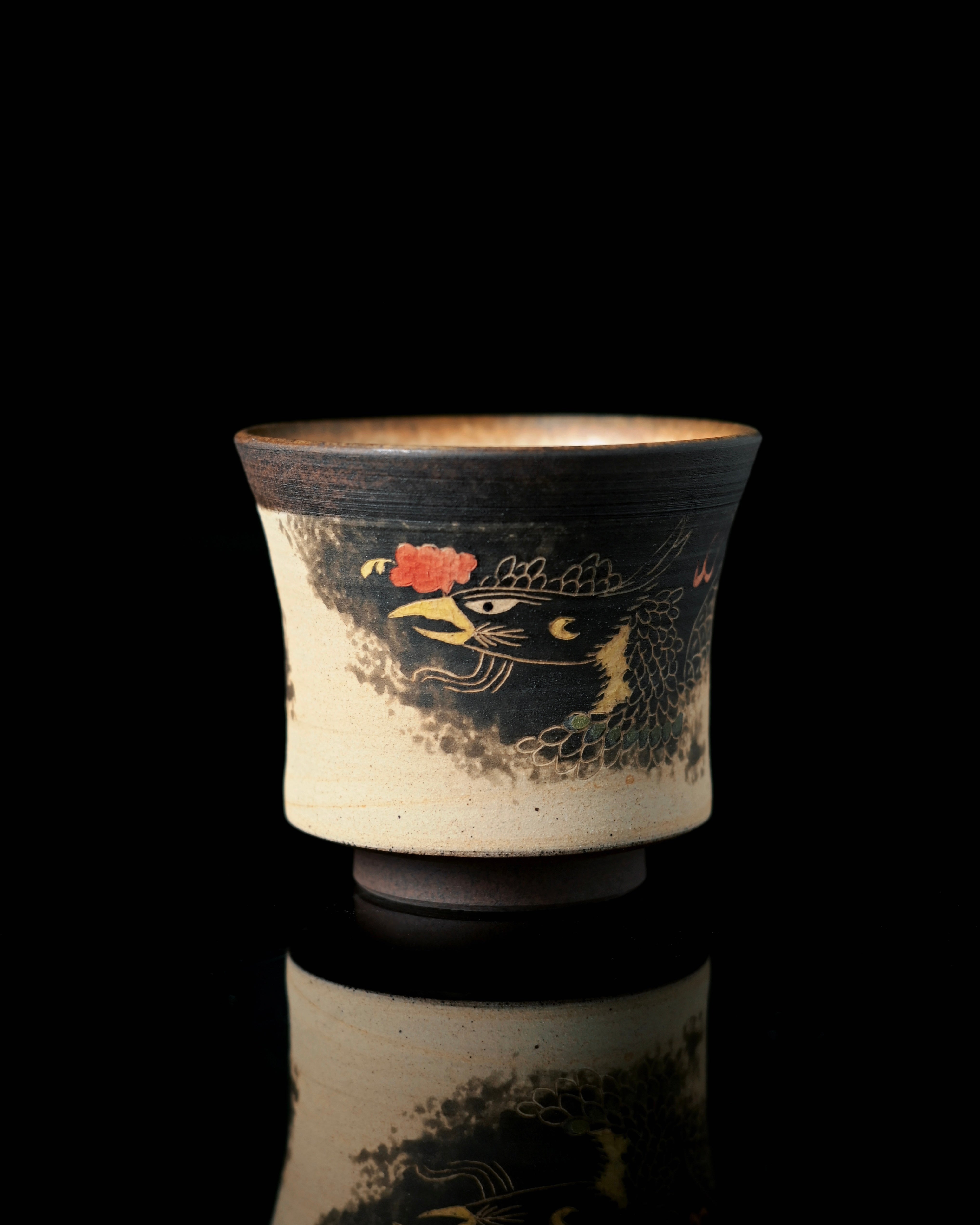 phoenix pattern ceramic cup – Jingdezhen Phoenix Rising Hand-Painted Clay Press-Hand Teacup by Kungfuyang