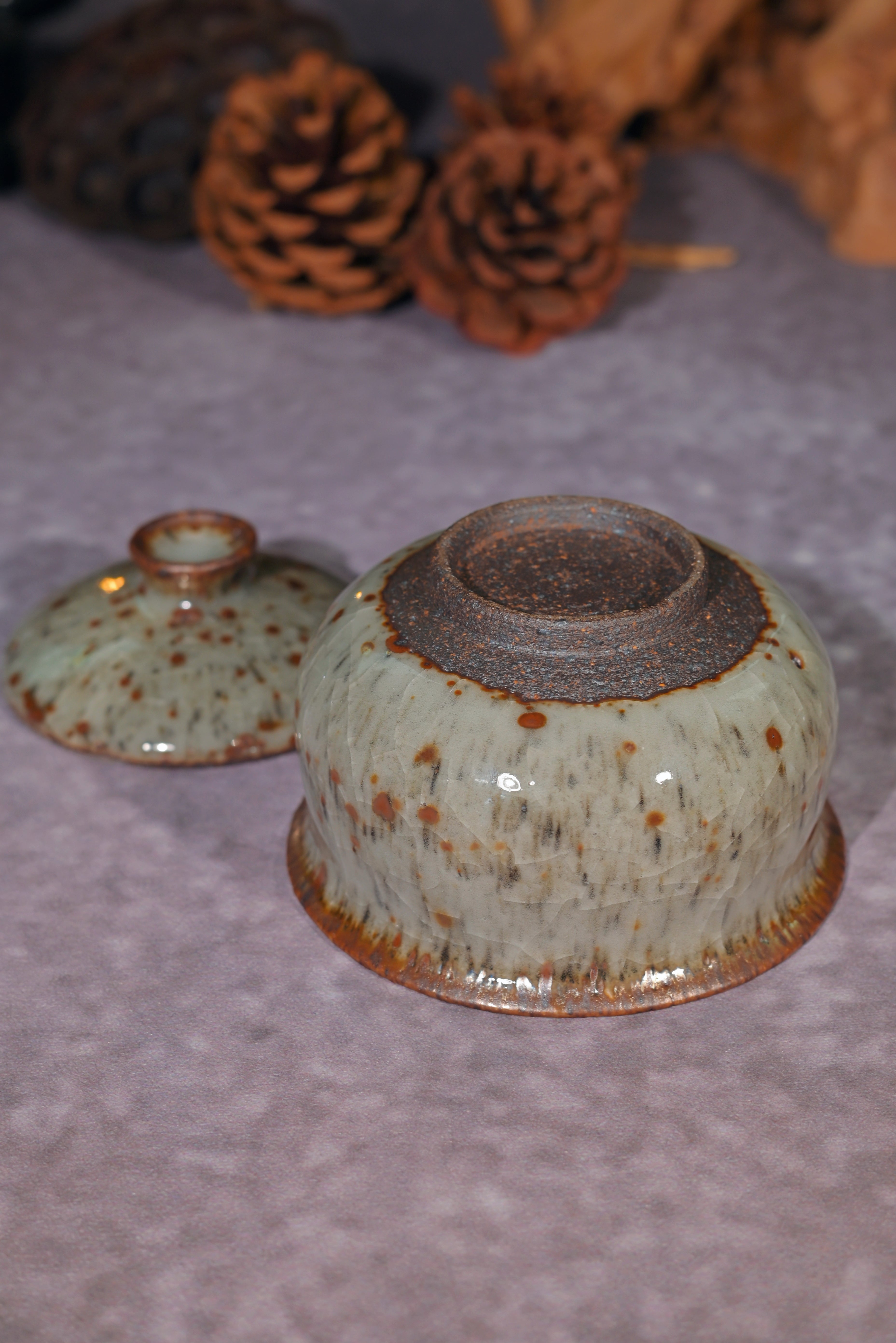 Kungfuyang Unique Piece Shino-ware "Autumn Frost" Gaiwan Set, product view 8