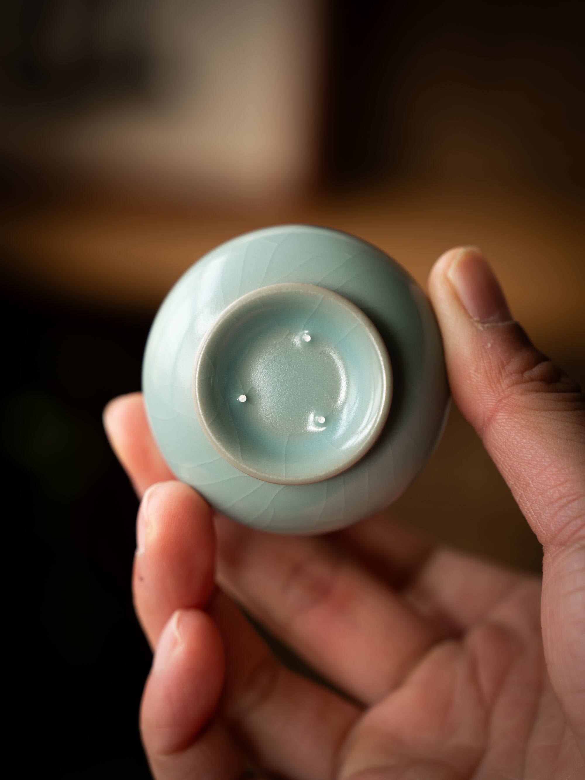 ru ware sky blue crackled teacup – Ru Porcelain Sky-Blue Crackled Glaze Magnolia Cup 80ml by Kungfuyang