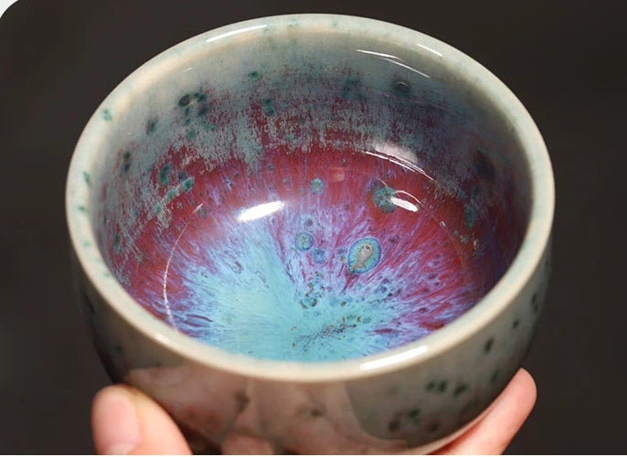 y06aie67o – Handcrafted Jun Ware Phoenix Tail Glaze Luohan Teacup 120ml by Kungfuyang