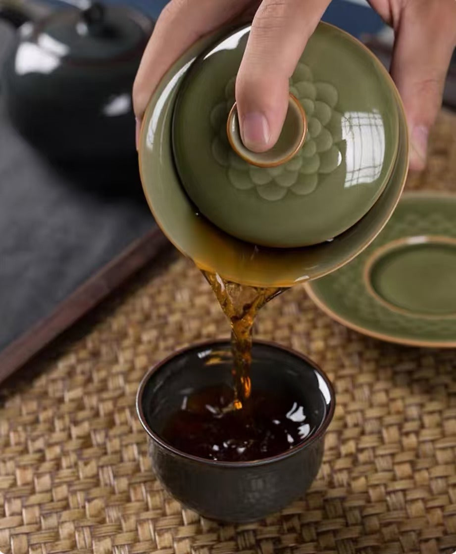Kungfuyang Longquan Celadon Fish Scale Pattern Vintage Glaze Gaiwan( Tea, product view 4