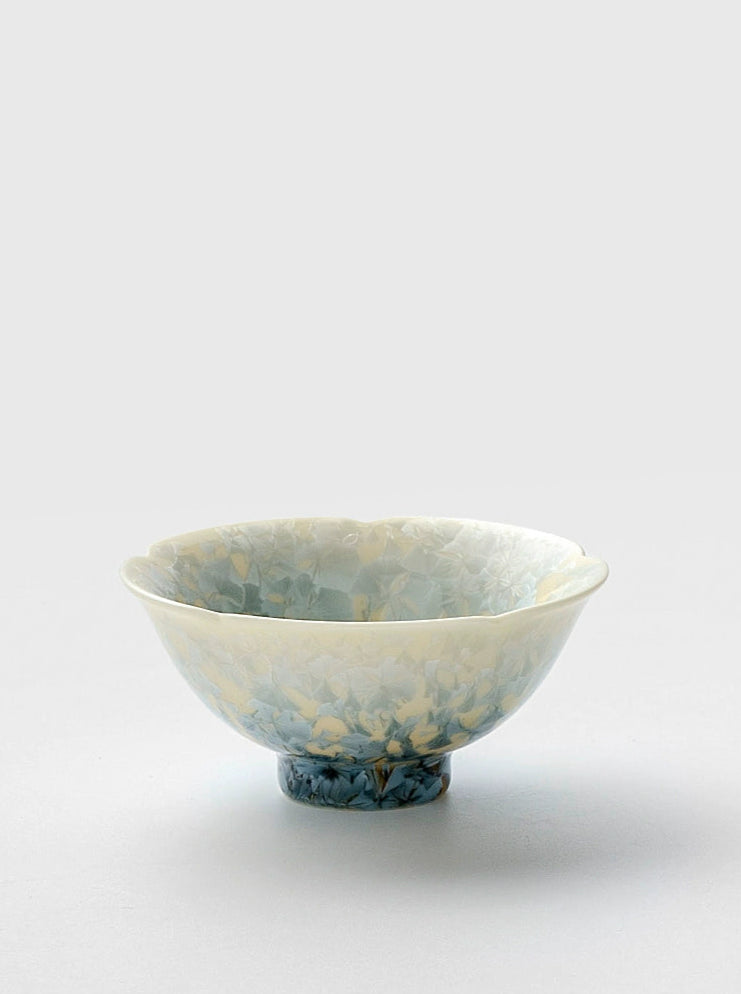 Crystal Teacup – Smoky Cyan Glaze Kiln-Change Crystal Ice Flower Teacup by Kungfuyang