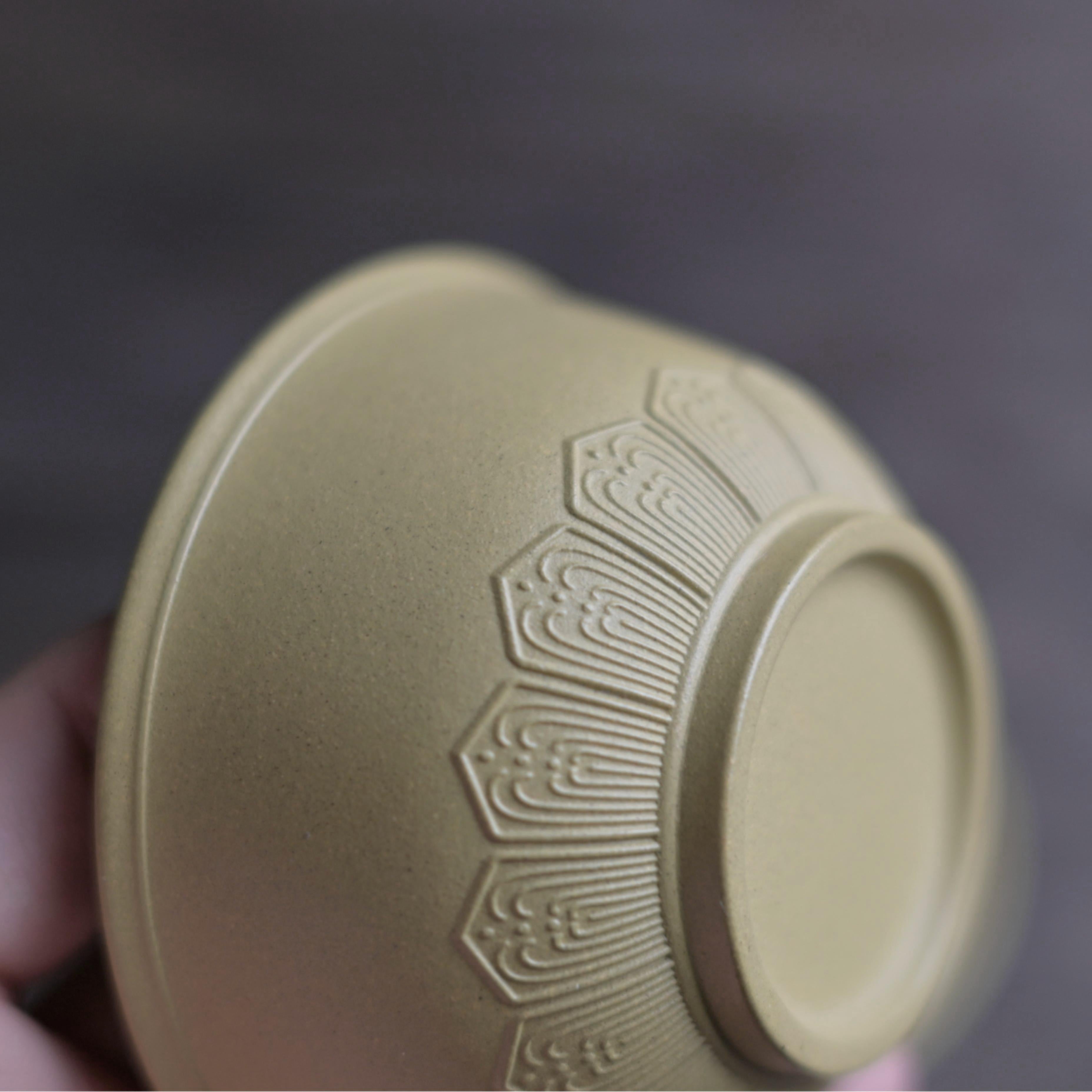 Kungfuyang Purple Clay Yixing Zisha Baoxiang Pattern Carved Master’s Cup, product view 3