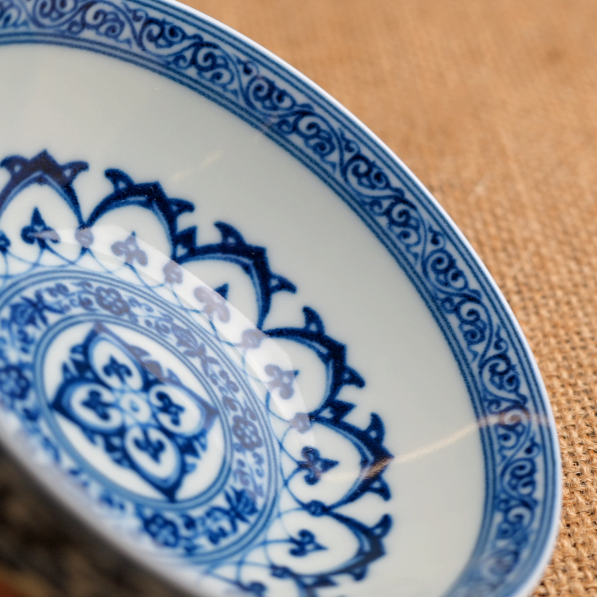 Kungfuyang Blue and White Underglaze Porcelain Cup with Scrolling Lotus, product view 8