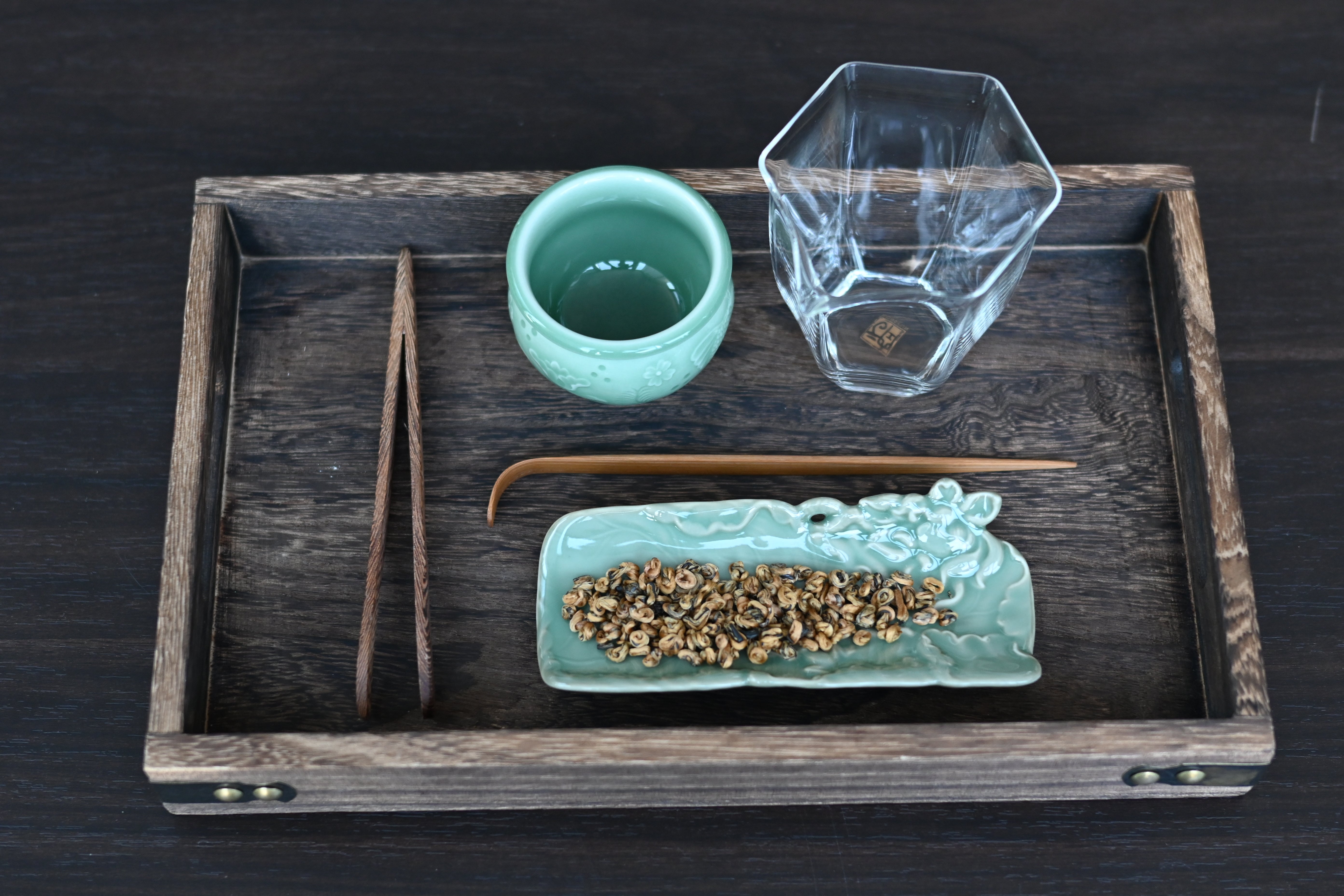 Kungfuyang Longquan Celadon Tea Holder with Hand Carved Lotus Pattern, product view 2