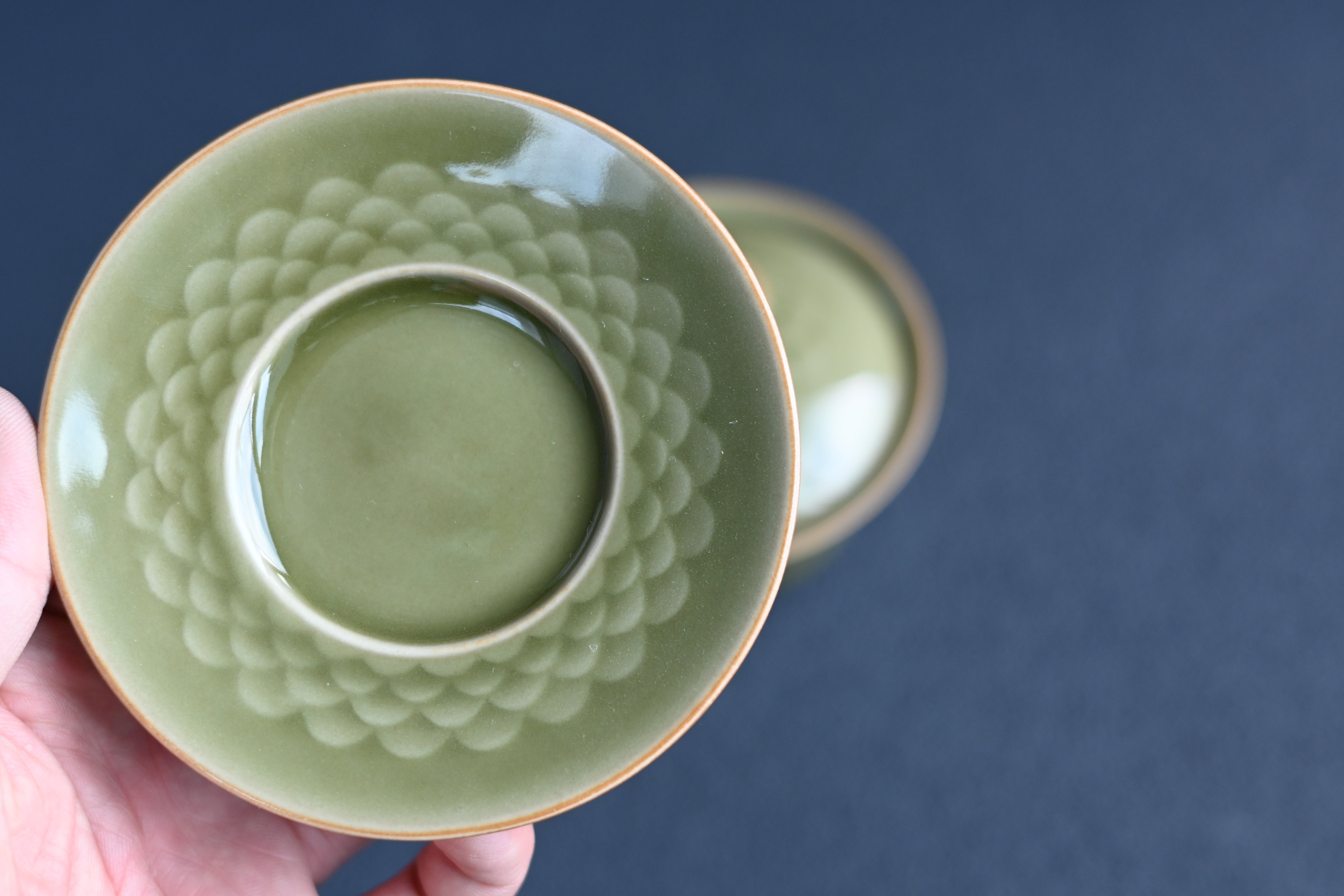 Kungfuyang Longquan Celadon Fish Scale Pattern Vintage Glaze Gaiwan( Tea, product view 3