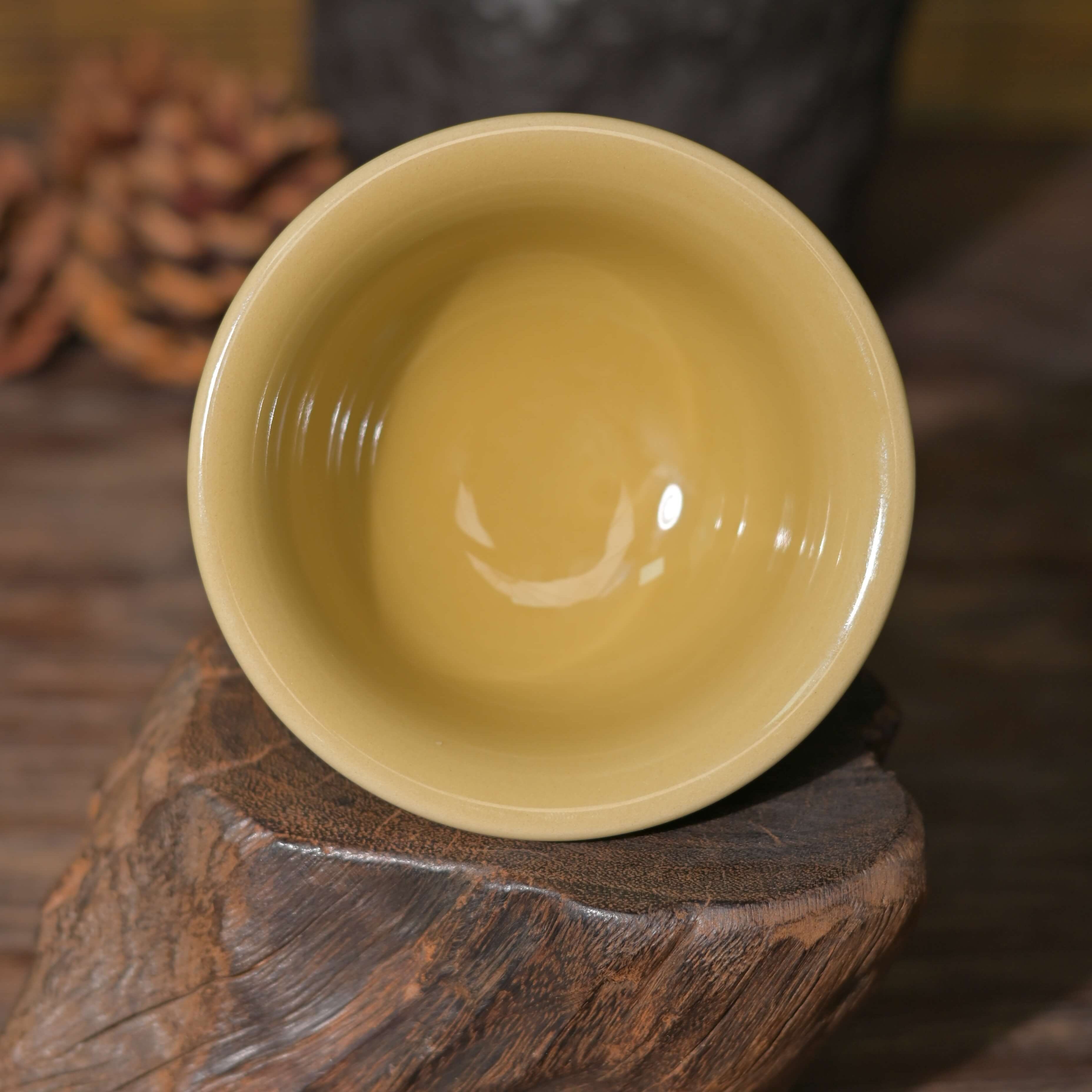 Kungfuyang Longquan Celadon Hand-Carved Dragon Relief Golden Glaze Teacup, product view 8